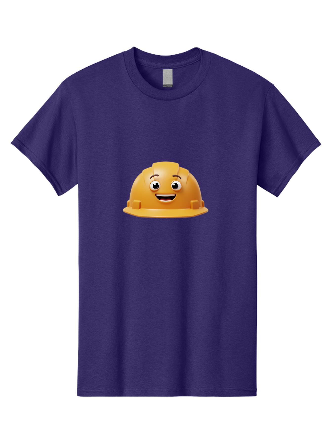 Smiling-Hard-Hat Men'S Graphic Tee, 100% Cotton, Comfortable Casual Summer Wear, Machine Washable, Safety Helmet, Hard Hat, Cartoon Character, Smiling Face, Construction Worker, Occupational Safety, Protective Gear, 3D Illustration Bad644