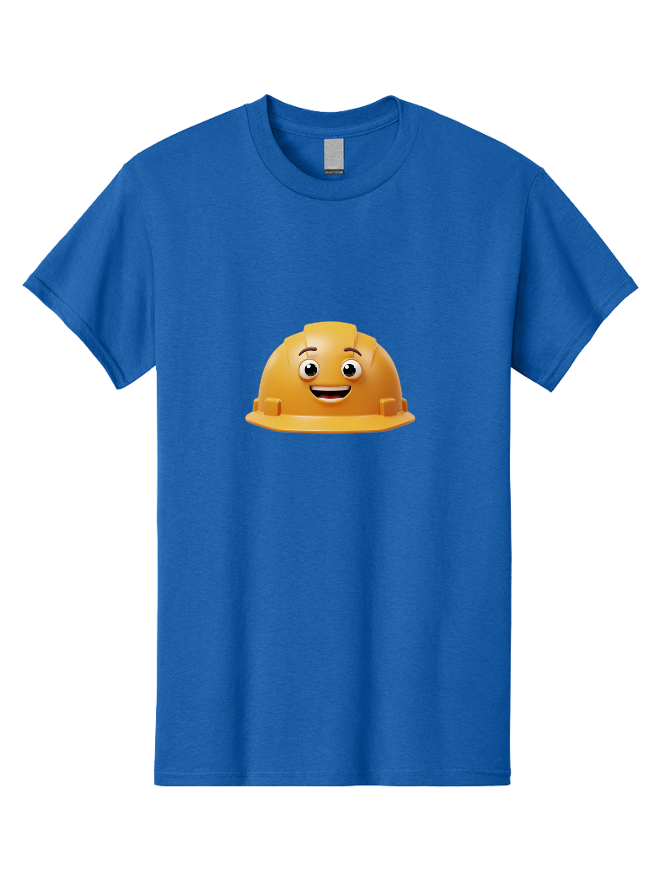 Smiling-Hard-Hat Men'S Graphic Tee, 100% Cotton, Comfortable Casual Summer Wear, Machine Washable, Safety Helmet, Hard Hat, Cartoon Character, Smiling Face, Construction Worker, Occupational Safety, Protective Gear, 3D Illustration Bad644