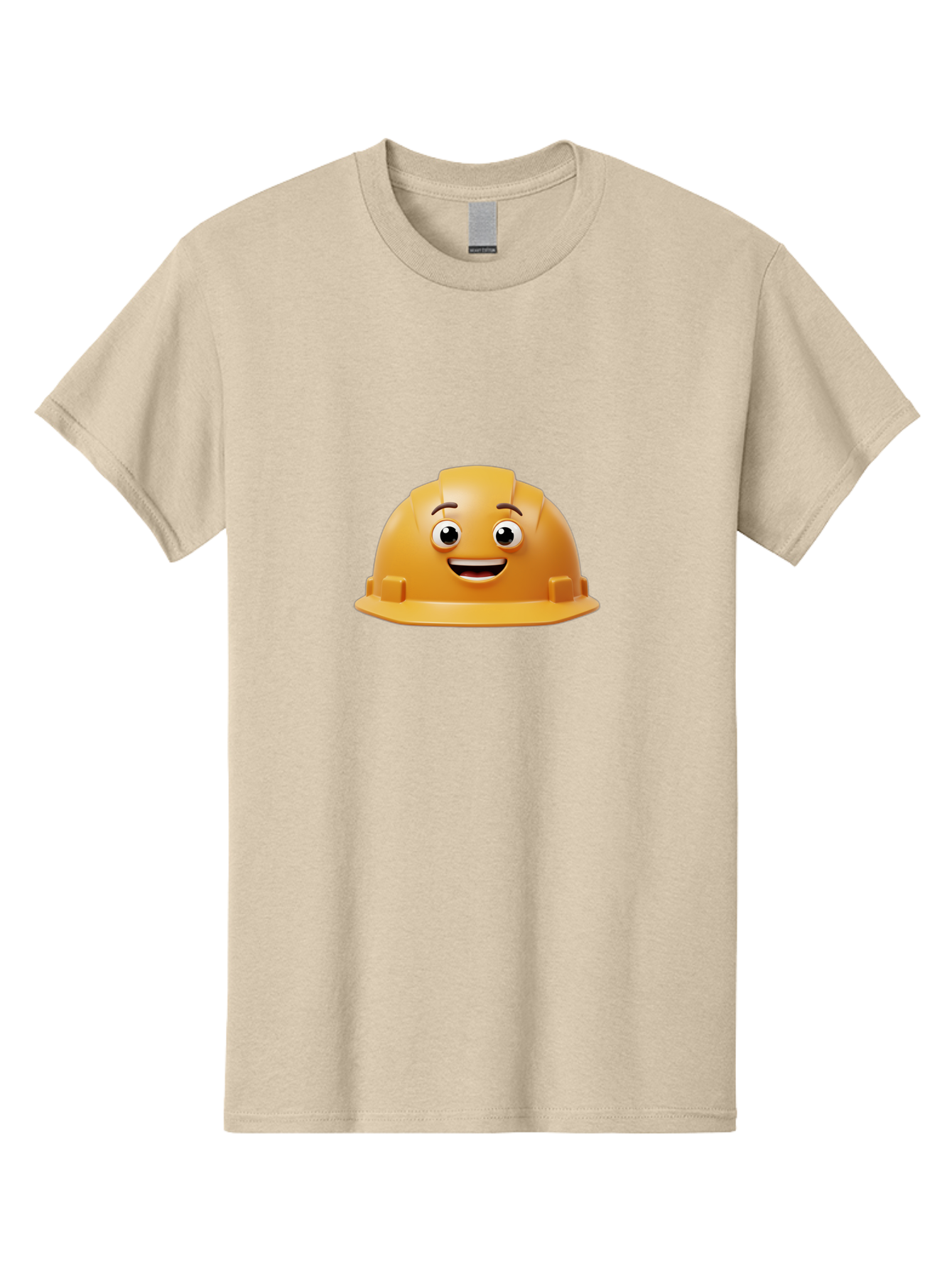 Smiling-Hard-Hat Men'S Graphic Tee, 100% Cotton, Comfortable Casual Summer Wear, Machine Washable, Safety Helmet, Hard Hat, Cartoon Character, Smiling Face, Construction Worker, Occupational Safety, Protective Gear, 3D Illustration Bad644