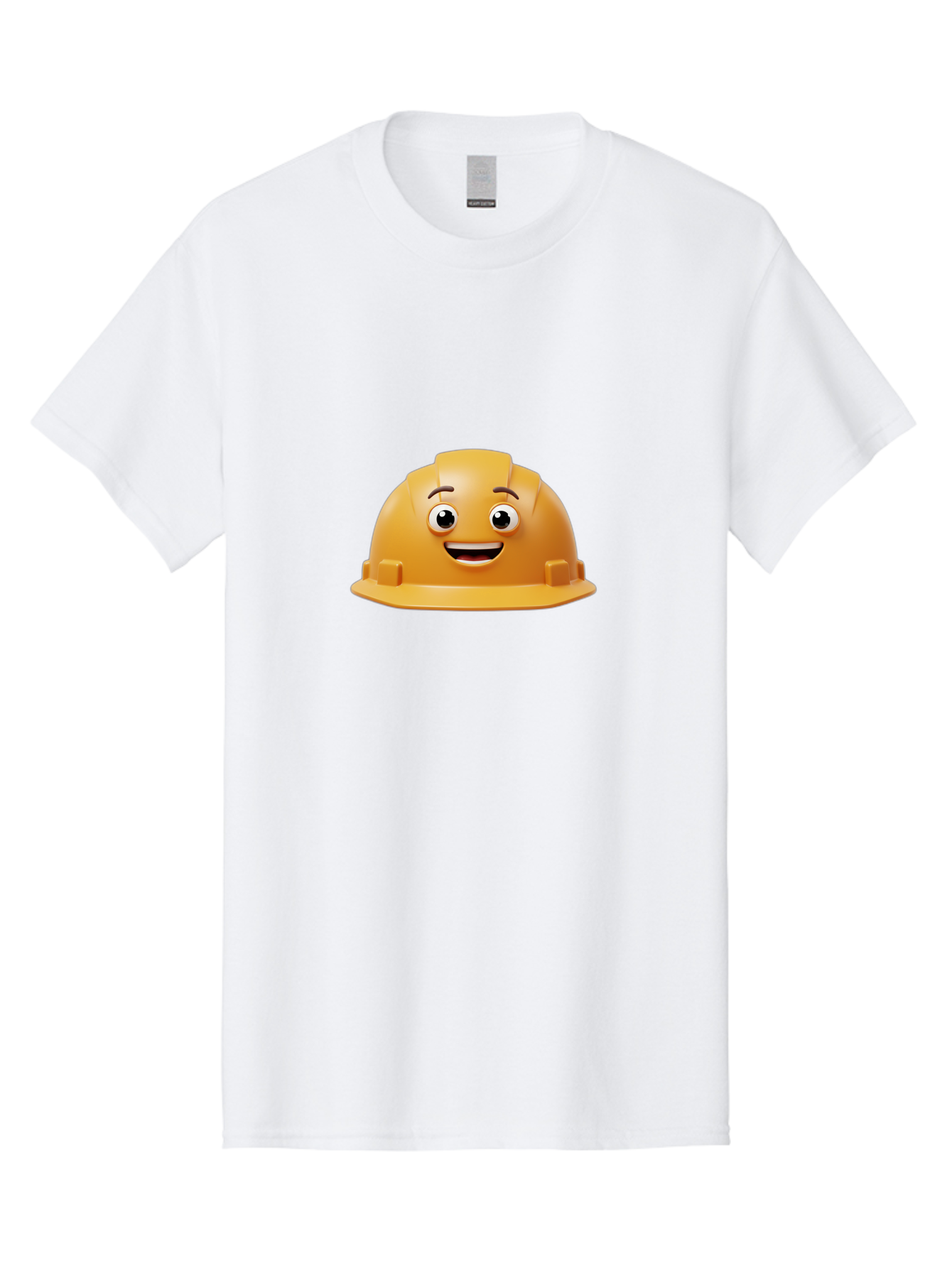 Smiling-Hard-Hat Men'S Graphic Tee, 100% Cotton, Comfortable Casual Summer Wear, Machine Washable, Safety Helmet, Hard Hat, Cartoon Character, Smiling Face, Construction Worker, Occupational Safety, Protective Gear, 3D Illustration Bad644