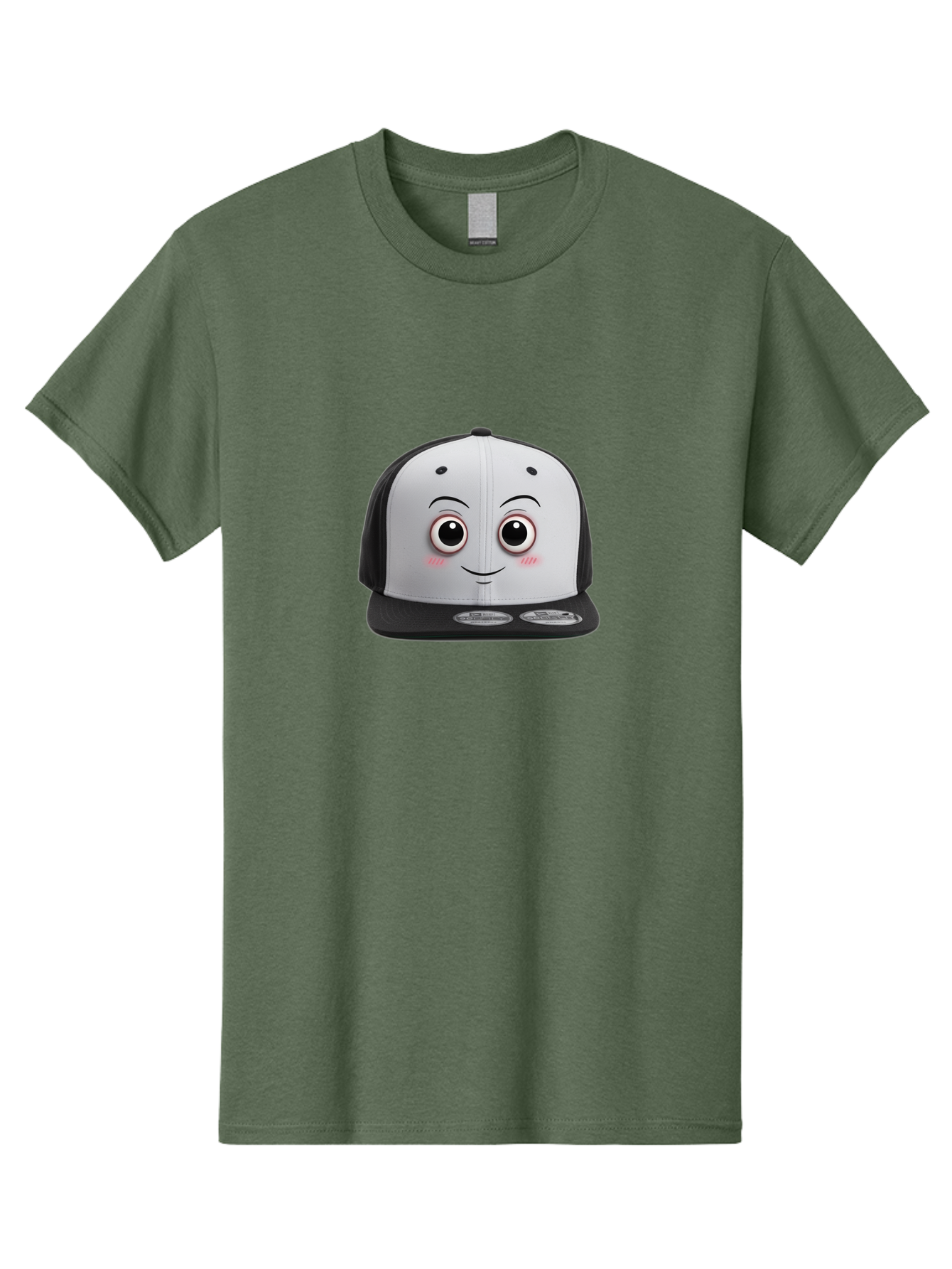 Smiling-Hat Men'S Graphic Tee, 100% Cotton, Comfortable Casual Summer Wear, Machine Washable, Thomas The Tank Engine Hat, Train-Themed Apparel, Black And White Baseball Cap, Cartoon Character Hat, Adorable Face, Eye-Catching Design, Bad645