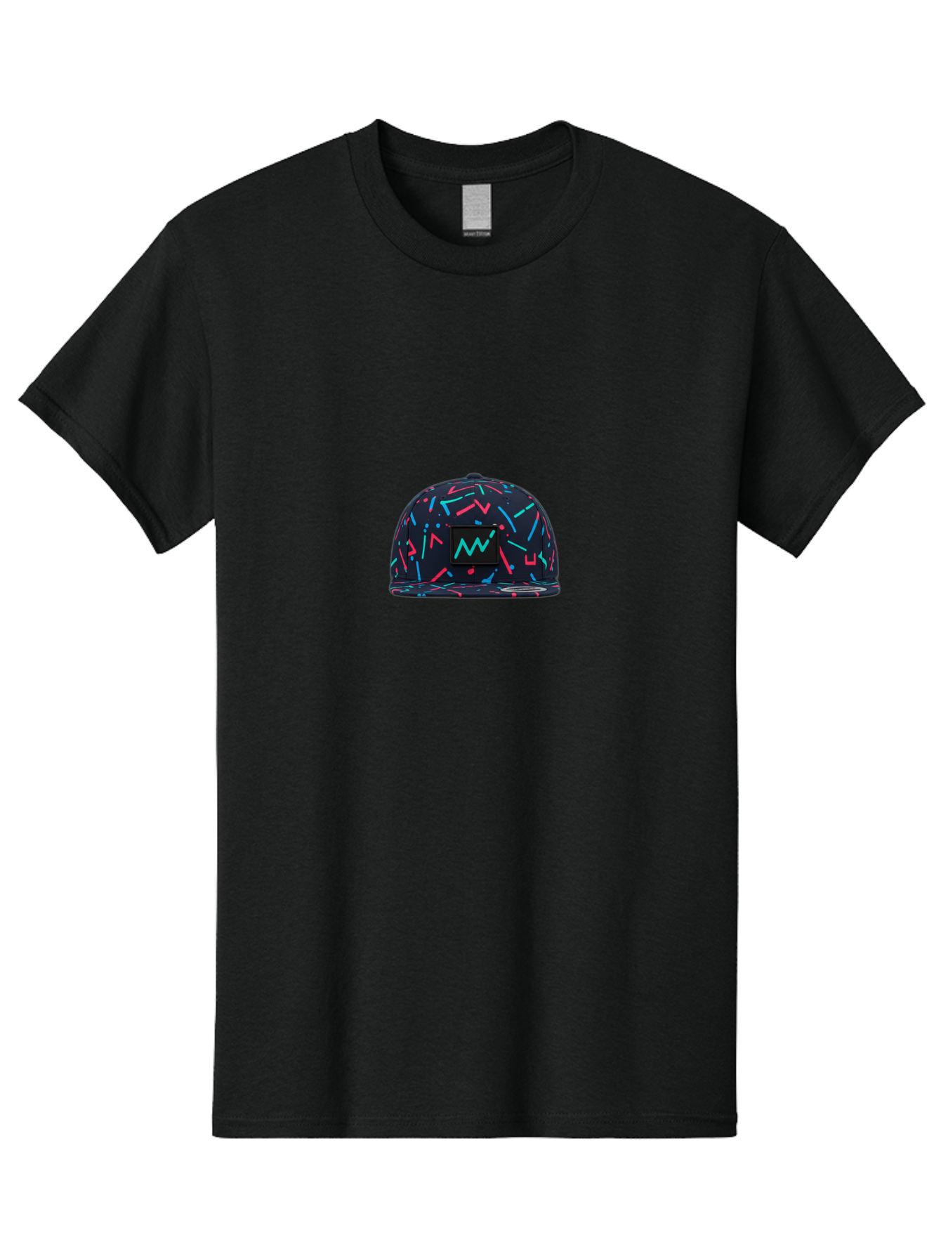 Snapback-Hat Men'S Graphic Tee, 100% Cotton, Comfortable Casual Summer Wear, Machine Washable, Nike Baseball Cap, Neon Lights Pattern, Pink And Blue Accents, Modern Fashion, Streetwear Style, Trendy Accessories, Sporty Chic, Vibrant Colors, Bad653