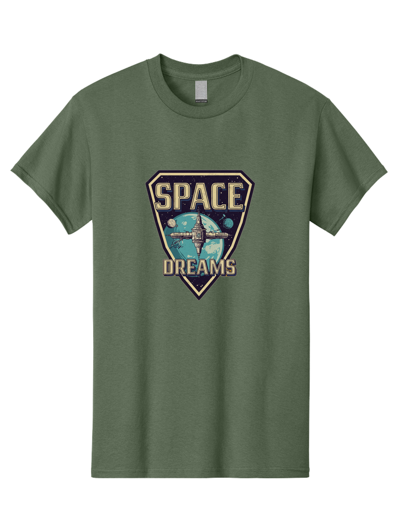 Space-Dreams-7 Men'S Graphic Tee, 100% Cotton, Comfortable Casual Summer Wear, Machine Washable, Space Exploration, Futuristic Design, Sci-Fi Elements, Spaceship Orbiting Earth, Planetary Bodies, Dreams, Space Dreams Bad663
