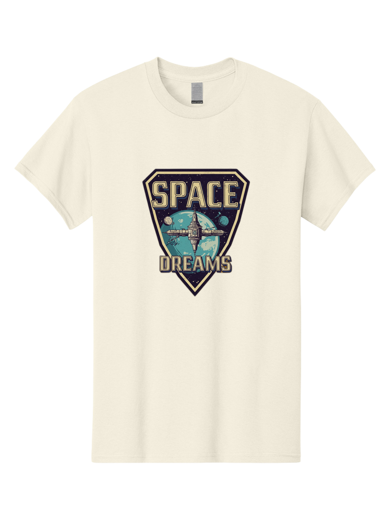 Space-Dreams-7 Men'S Graphic Tee, 100% Cotton, Comfortable Casual Summer Wear, Machine Washable, Space Exploration, Futuristic Design, Sci-Fi Elements, Spaceship Orbiting Earth, Planetary Bodies, Dreams, Space Dreams Bad663