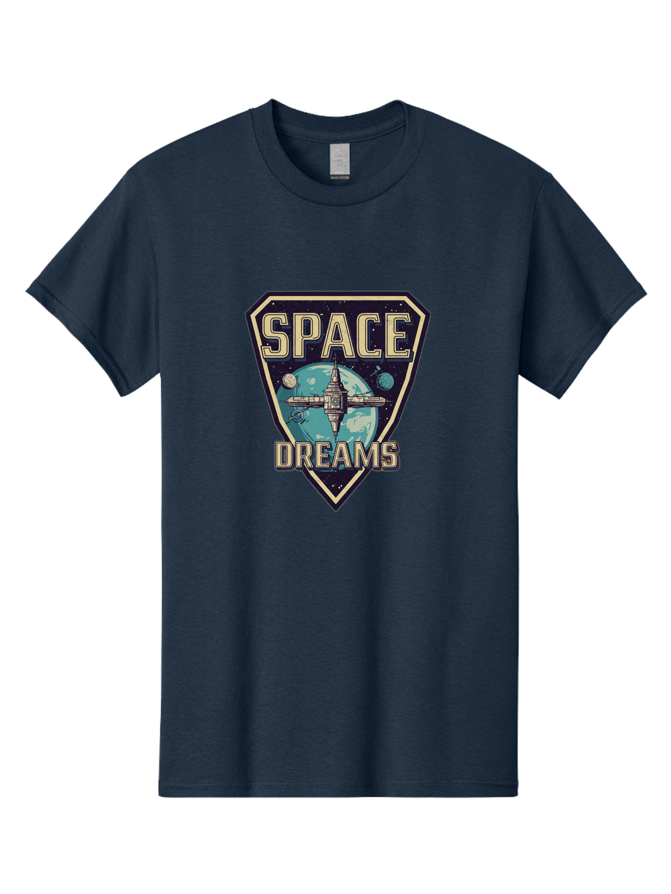 Space-Dreams-7 Men'S Graphic Tee, 100% Cotton, Comfortable Casual Summer Wear, Machine Washable, Space Exploration, Futuristic Design, Sci-Fi Elements, Spaceship Orbiting Earth, Planetary Bodies, Dreams, Space Dreams Bad663