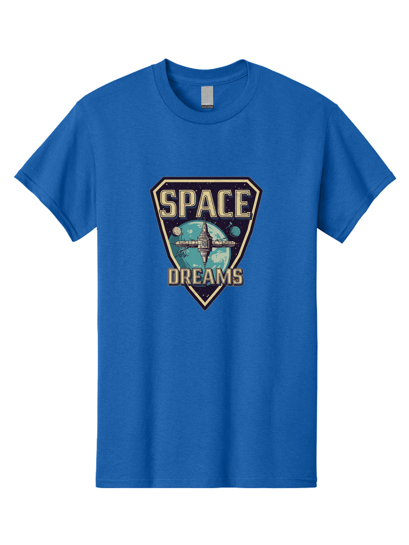 Space-Dreams-7 Men'S Graphic Tee, 100% Cotton, Comfortable Casual Summer Wear, Machine Washable, Space Exploration, Futuristic Design, Sci-Fi Elements, Spaceship Orbiting Earth, Planetary Bodies, Dreams, Space Dreams Bad663
