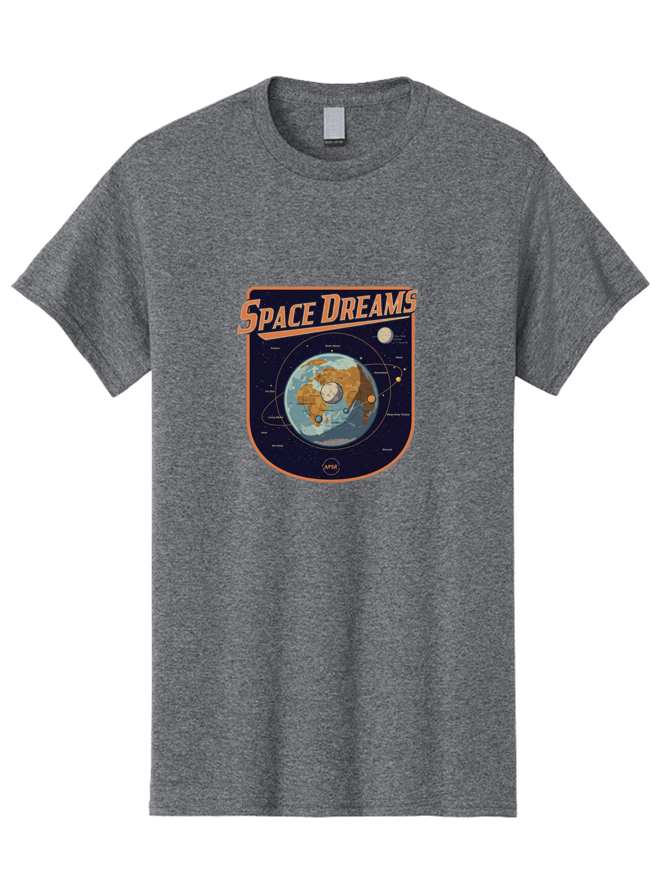 Space-Dreams-8 Men'S Graphic Tee, 100% Cotton, Comfortable Casual Summer Wear, Machine Washable, Space Dreams Poster, Satellite Orbits, Moon Phases, Earth From Space, Celestial Navigation, Astronomy Art, Vintage Style, Retro Futurism, Bad664