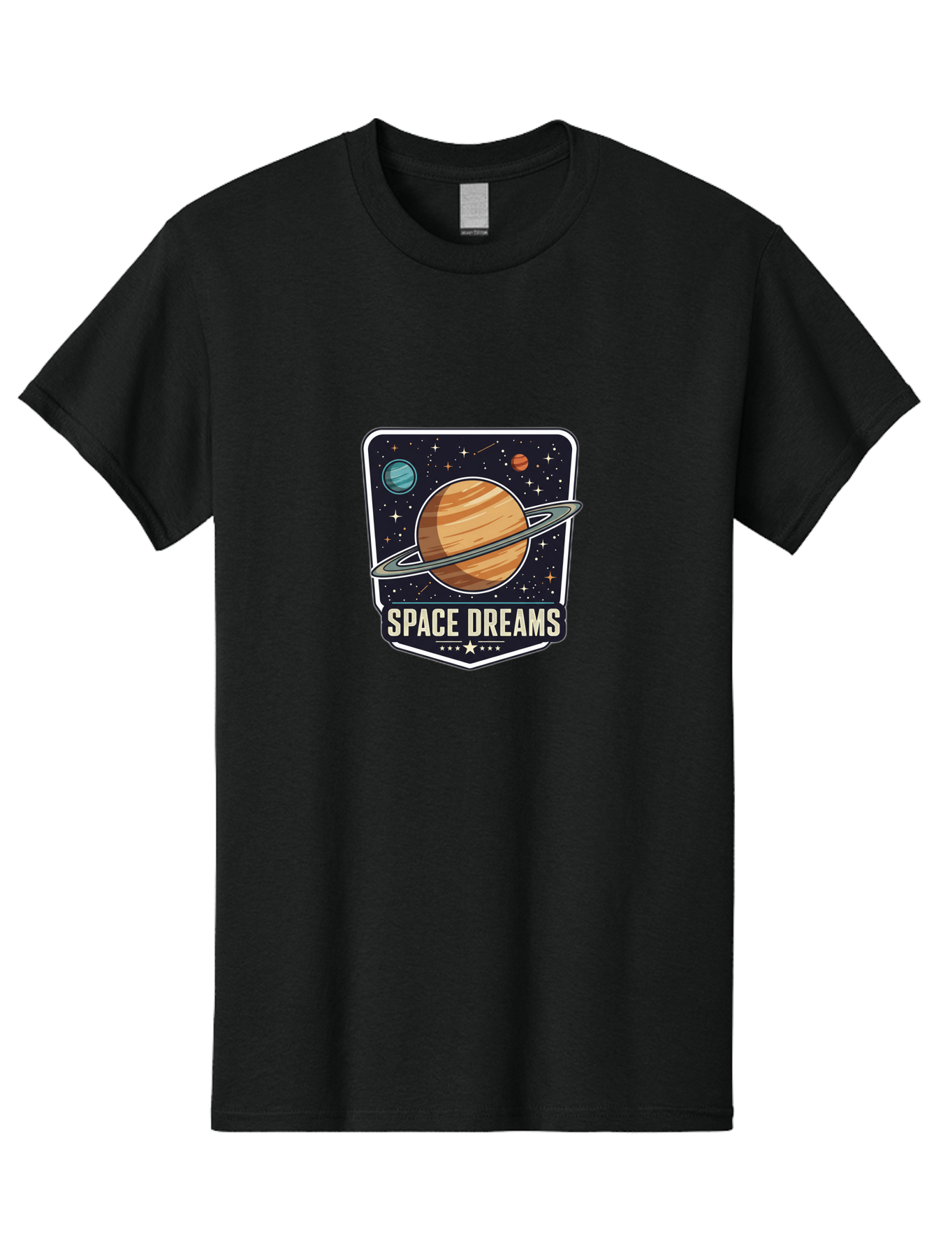 Space-Dreams Men'S Graphic Tee, 100% Cotton, Comfortable Casual Summer Wear, Machine Washable, Saturn Planet, Ringed Planet, Space Logo, Celestial Design, Astronomy, Planetary System, Stars, Cosmic Landscape, Science Fiction Bad665