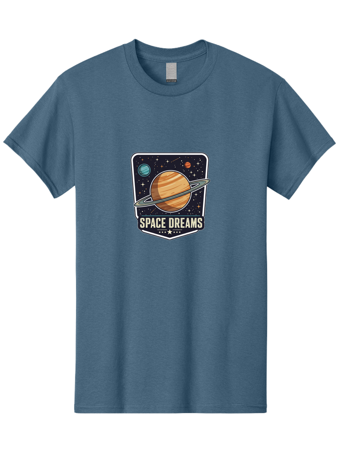 Space-Dreams Men'S Graphic Tee, 100% Cotton, Comfortable Casual Summer Wear, Machine Washable, Saturn Planet, Ringed Planet, Space Logo, Celestial Design, Astronomy, Planetary System, Stars, Cosmic Landscape, Science Fiction Bad665