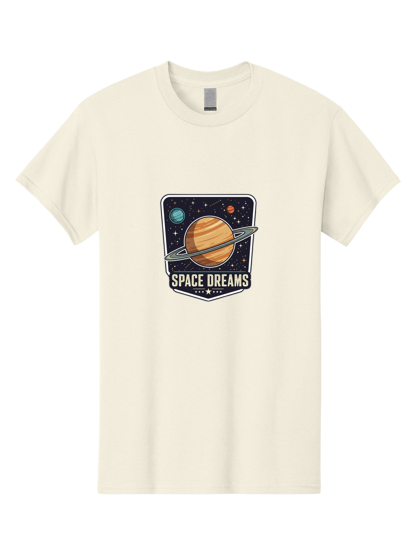 Space-Dreams Men'S Graphic Tee, 100% Cotton, Comfortable Casual Summer Wear, Machine Washable, Saturn Planet, Ringed Planet, Space Logo, Celestial Design, Astronomy, Planetary System, Stars, Cosmic Landscape, Science Fiction Bad665