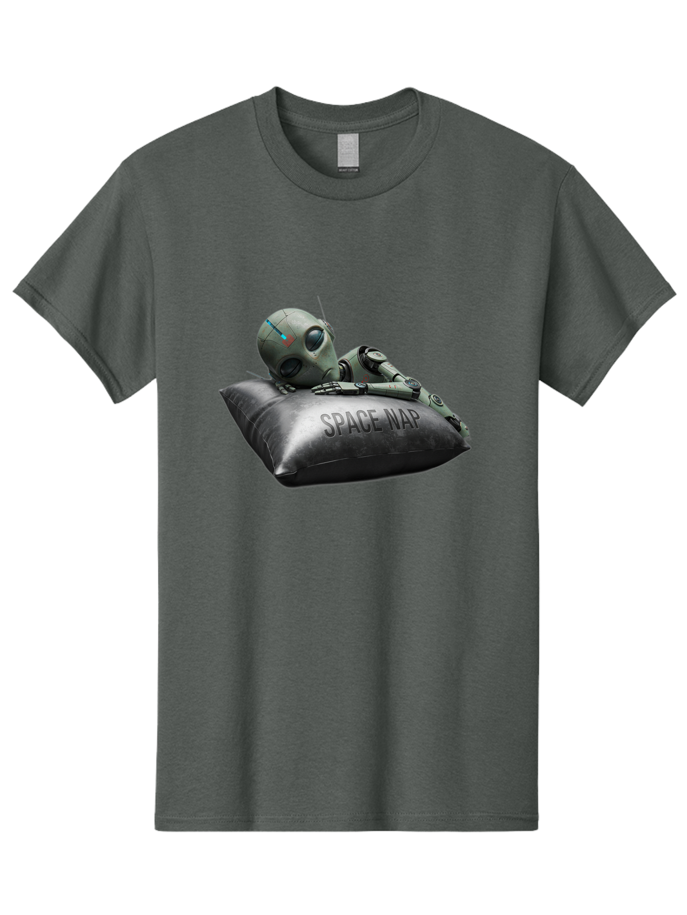 Space-Nap-1 Men'S Graphic Tee, 100% Cotton, Comfortable Casual Summer Wear, Machine Washable, Robot Sleeping, Space Nap, Futuristic Design, Metallic Surface, Robotic Relaxation, Digital Art, Sleeping Robot, Sci-Fi Concept, Futuristic Rest, Bad666