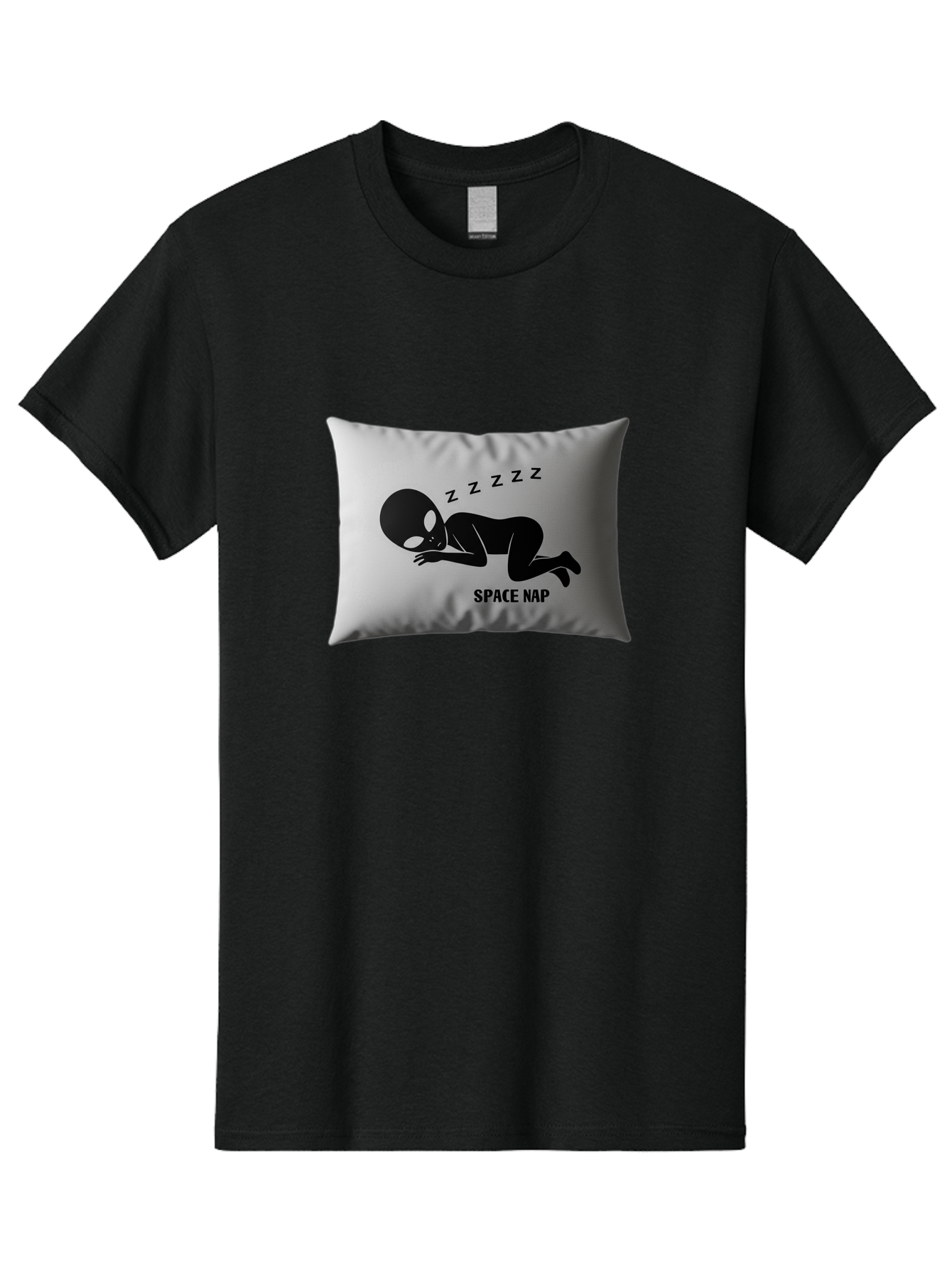 Space-Nap-3 Men'S Graphic Tee, 100% Cotton, Comfortable Casual Summer Wear, Machine Washable, Sleeping Alien, Pillow Design, Funny Gift, Alien Graphic, Space Humor, Zzz Symbol, Funny Pillow, Extraterrestrial Bad668