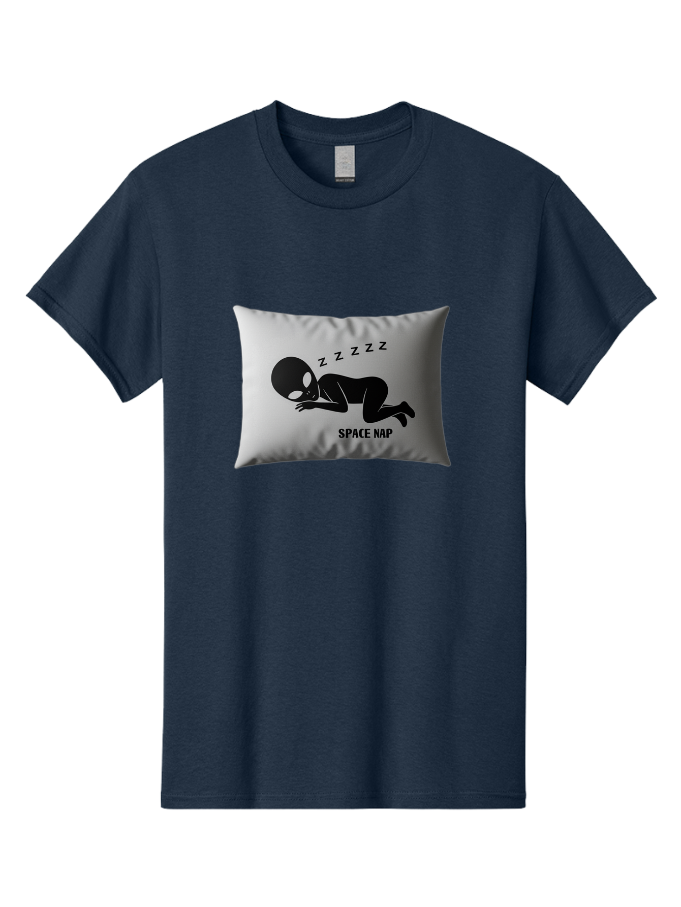 Space-Nap-3 Men'S Graphic Tee, 100% Cotton, Comfortable Casual Summer Wear, Machine Washable, Sleeping Alien, Pillow Design, Funny Gift, Alien Graphic, Space Humor, Zzz Symbol, Funny Pillow, Extraterrestrial Bad668