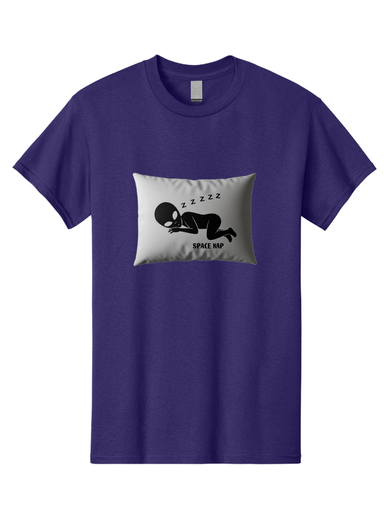 Space-Nap-3 Men'S Graphic Tee, 100% Cotton, Comfortable Casual Summer Wear, Machine Washable, Sleeping Alien, Pillow Design, Funny Gift, Alien Graphic, Space Humor, Zzz Symbol, Funny Pillow, Extraterrestrial Bad668