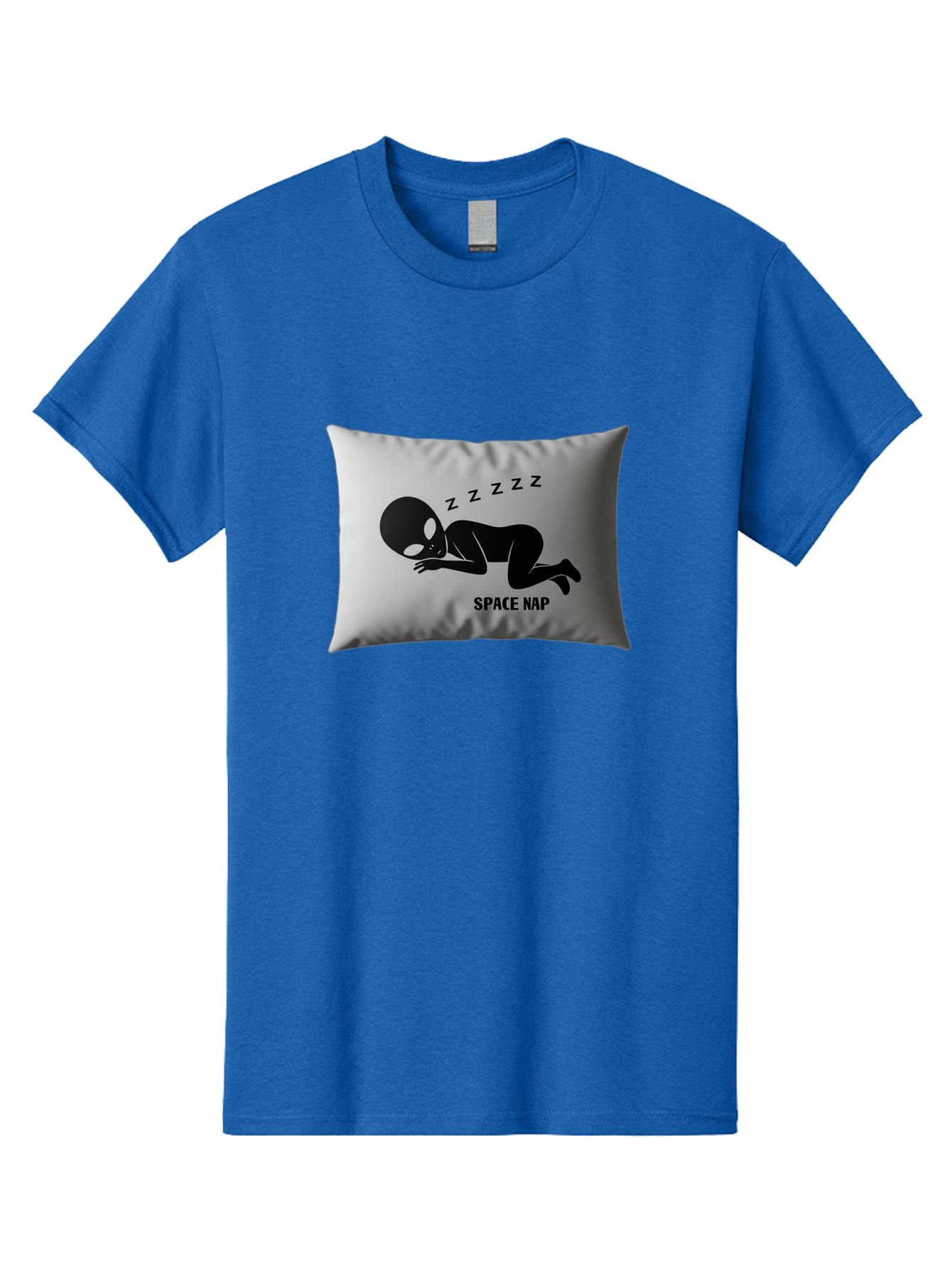 Space-Nap-3 Men'S Graphic Tee, 100% Cotton, Comfortable Casual Summer Wear, Machine Washable, Sleeping Alien, Pillow Design, Funny Gift, Alien Graphic, Space Humor, Zzz Symbol, Funny Pillow, Extraterrestrial Bad668