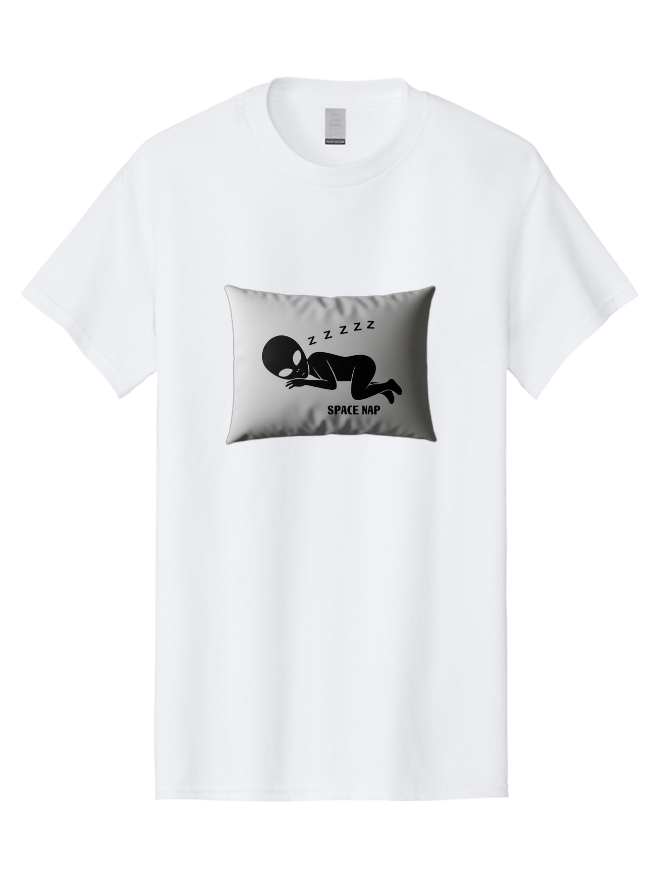 Space-Nap-3 Men'S Graphic Tee, 100% Cotton, Comfortable Casual Summer Wear, Machine Washable, Sleeping Alien, Pillow Design, Funny Gift, Alien Graphic, Space Humor, Zzz Symbol, Funny Pillow, Extraterrestrial Bad668