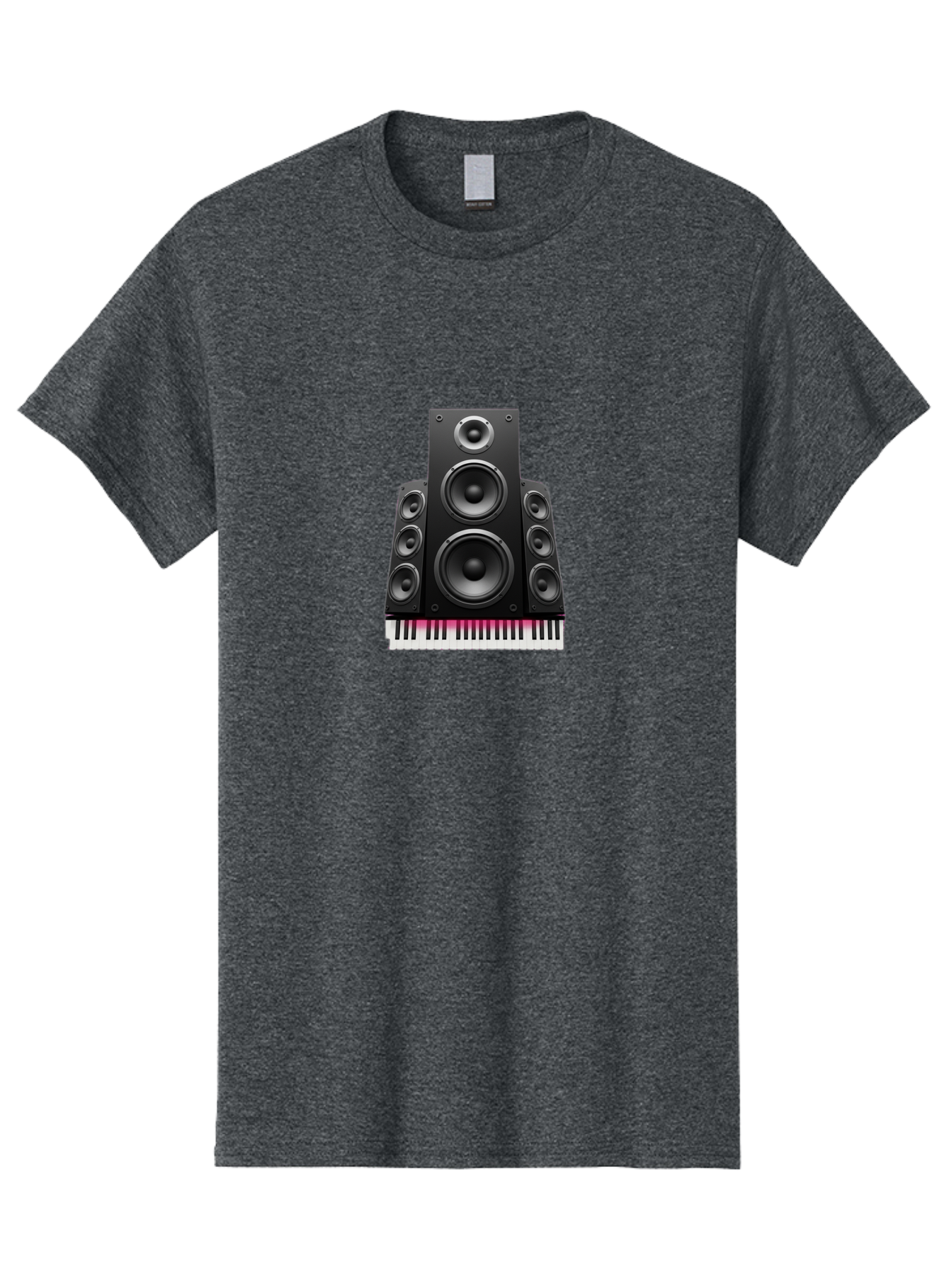 Speakers-And-Piano-Keys Men'S Graphic Tee, 100% Cotton, Comfortable Casual Summer Wear, Machine Washable, Speaker System, Audio Equipment, Sound Technology, Music Production, Home Theater, Sound Waves, Music Keys, Piano Keyboard, Bad677