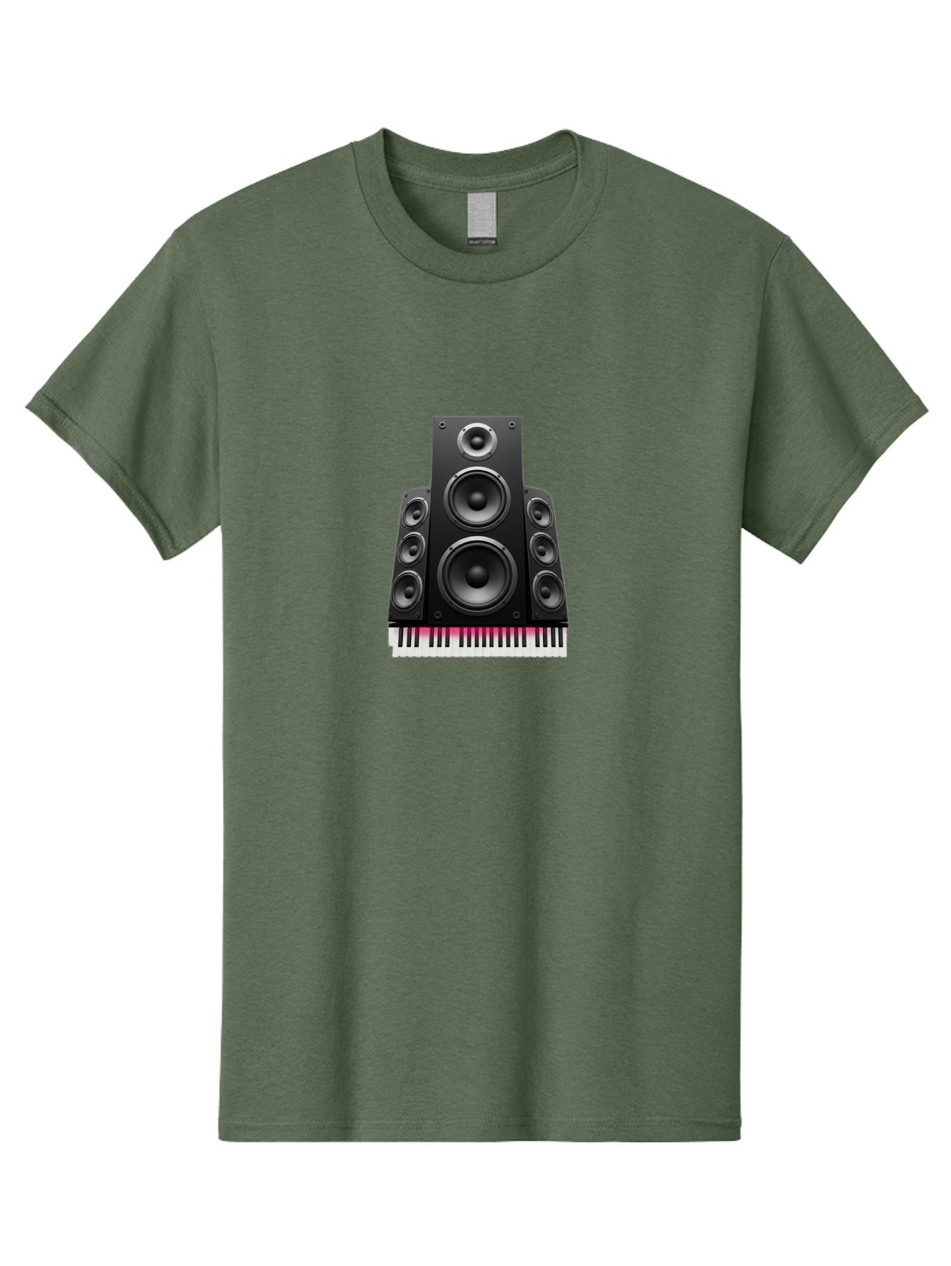 Speakers-And-Piano-Keys Men'S Graphic Tee, 100% Cotton, Comfortable Casual Summer Wear, Machine Washable, Speaker System, Audio Equipment, Sound Technology, Music Production, Home Theater, Sound Waves, Music Keys, Piano Keyboard, Bad677
