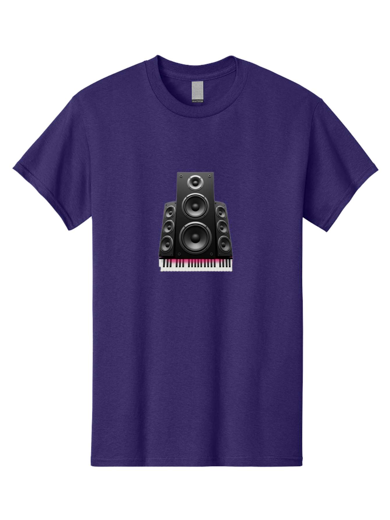 Speakers-And-Piano-Keys Men'S Graphic Tee, 100% Cotton, Comfortable Casual Summer Wear, Machine Washable, Speaker System, Audio Equipment, Sound Technology, Music Production, Home Theater, Sound Waves, Music Keys, Piano Keyboard, Bad677