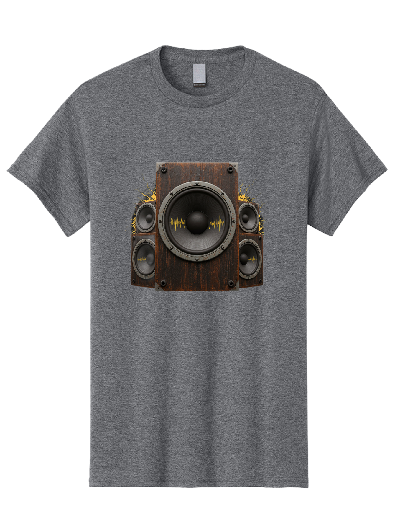 Speakers-With-Soundwaves Men'S Graphic Tee, 100% Cotton, Comfortable Casual Summer Wear, Machine Washable, Wooden Speakers, Sound Waves, Audio Equipment, Music Technology, Sound System, Vibrant Sound, Dynamic Audio Bad679