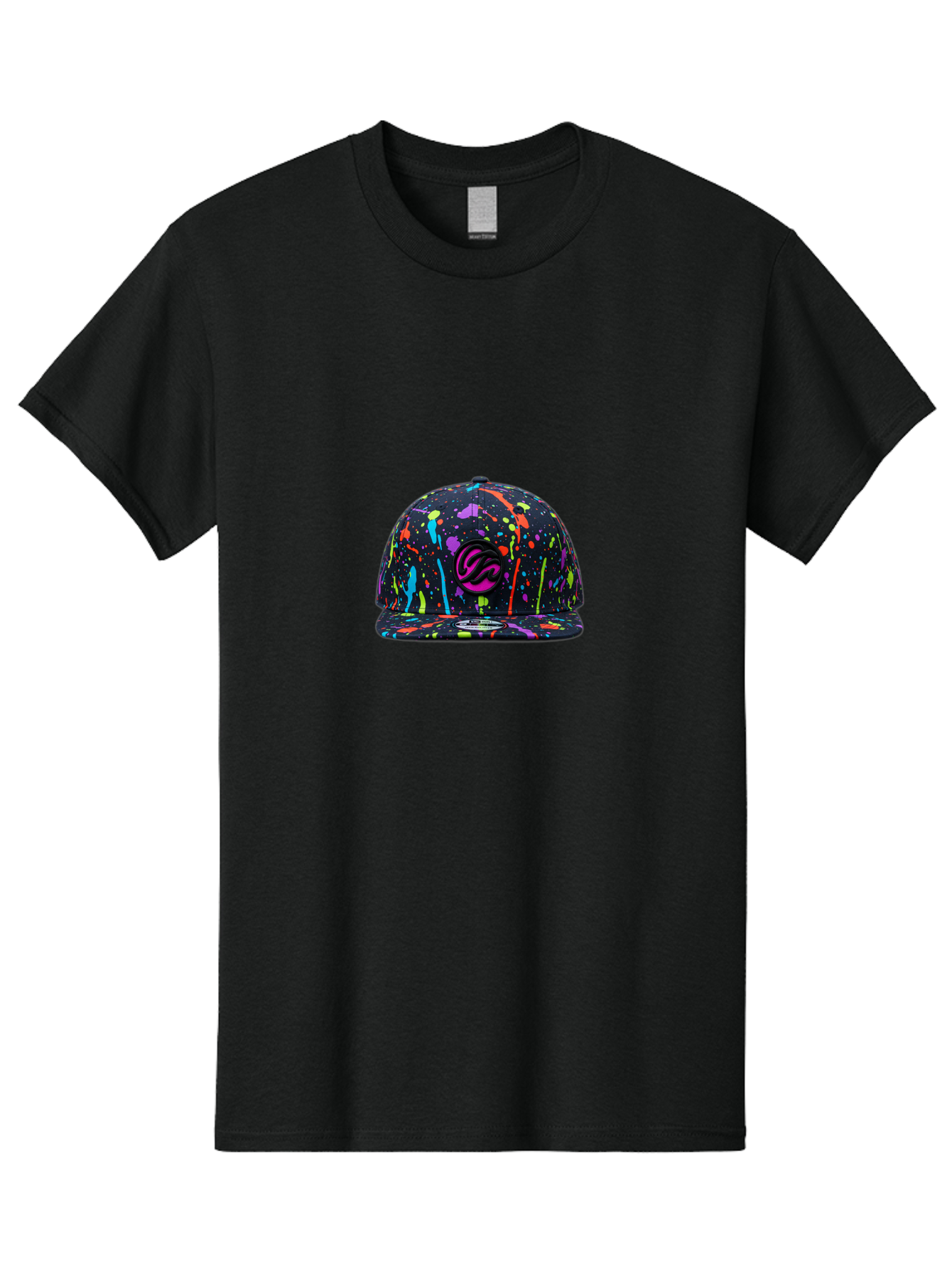 Splatter-Baseball-Cap Men'S Graphic Tee, 100% Cotton, Comfortable Casual Summer Wear, Machine Washable, Streetwear Cap, Snapback Hat, Vibrant Paint Splatters, Multicolored Design, Trendy Fashion Accessory, Urban Style, Bold Graphics, Bad683