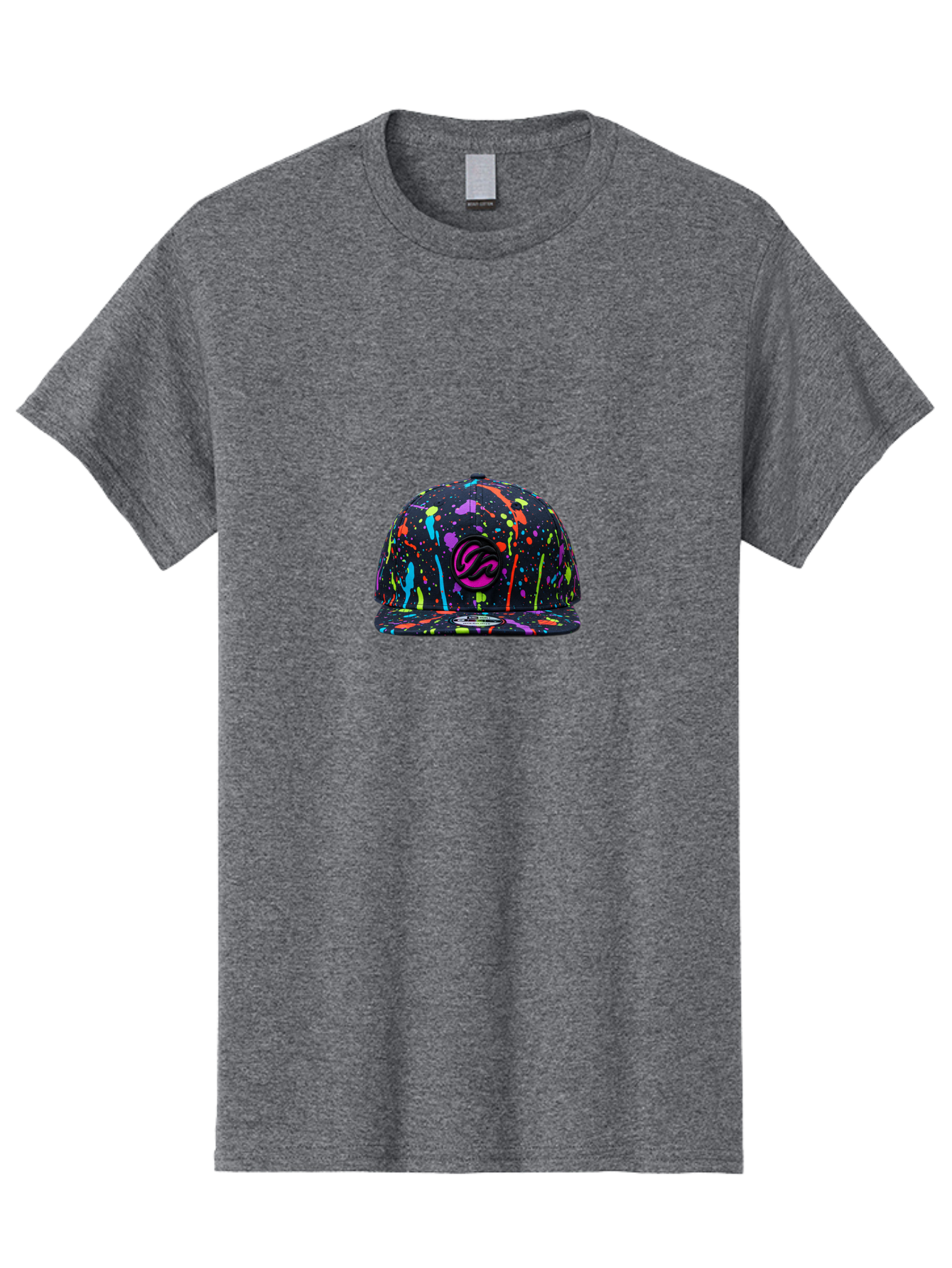 Splatter-Baseball-Cap Men'S Graphic Tee, 100% Cotton, Comfortable Casual Summer Wear, Machine Washable, Streetwear Cap, Snapback Hat, Vibrant Paint Splatters, Multicolored Design, Trendy Fashion Accessory, Urban Style, Bold Graphics, Bad683