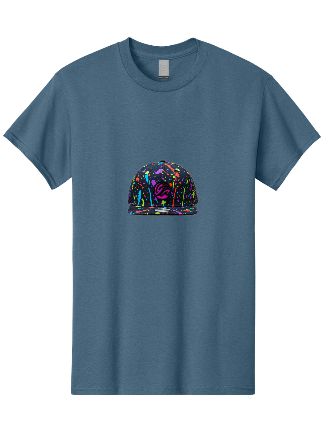 Splatter-Baseball-Cap Men'S Graphic Tee, 100% Cotton, Comfortable Casual Summer Wear, Machine Washable, Streetwear Cap, Snapback Hat, Vibrant Paint Splatters, Multicolored Design, Trendy Fashion Accessory, Urban Style, Bold Graphics, Bad683