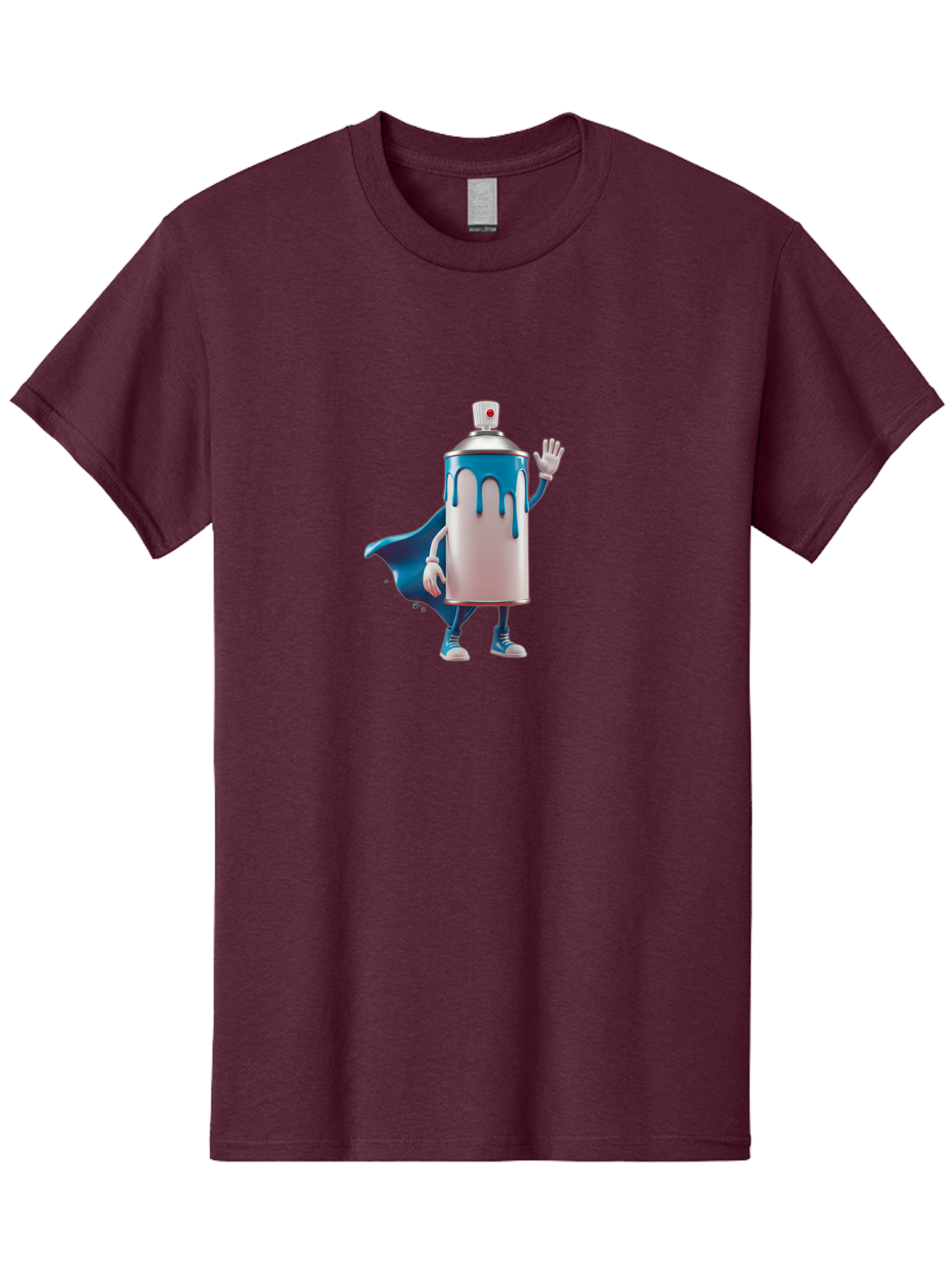 Spray-Can-1 Men'S Graphic Tee, 100% Cotton, Comfortable Casual Summer Wear, Machine Washable, Spray Can Character, Cartoon Style, Street Art, Graffiti, Superhero, Blue Paint, Creative Design, Artistic Expression, Urban Culture, Vibrant Colors, Bad684