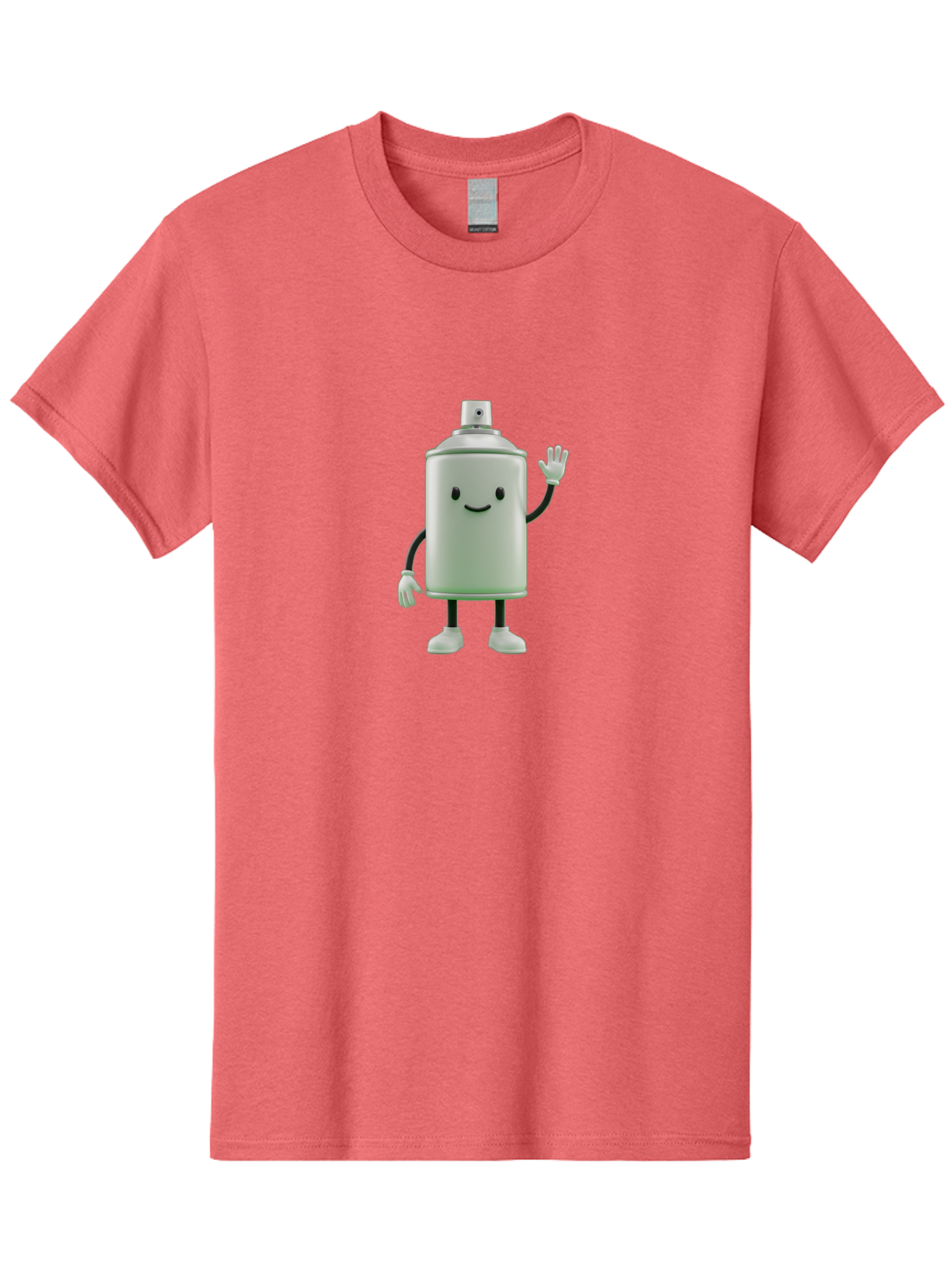 Spray-Can-Character-1 Men'S Graphic Tee, 100% Cotton, Comfortable Casual Summer Wear, Machine Washable, Cartoon Spray Can, Smiling Face, Waving Hand, White Gloves, Black Arms And Legs, Friendly Vibe, Animated Can, Humorous Character, Bad686