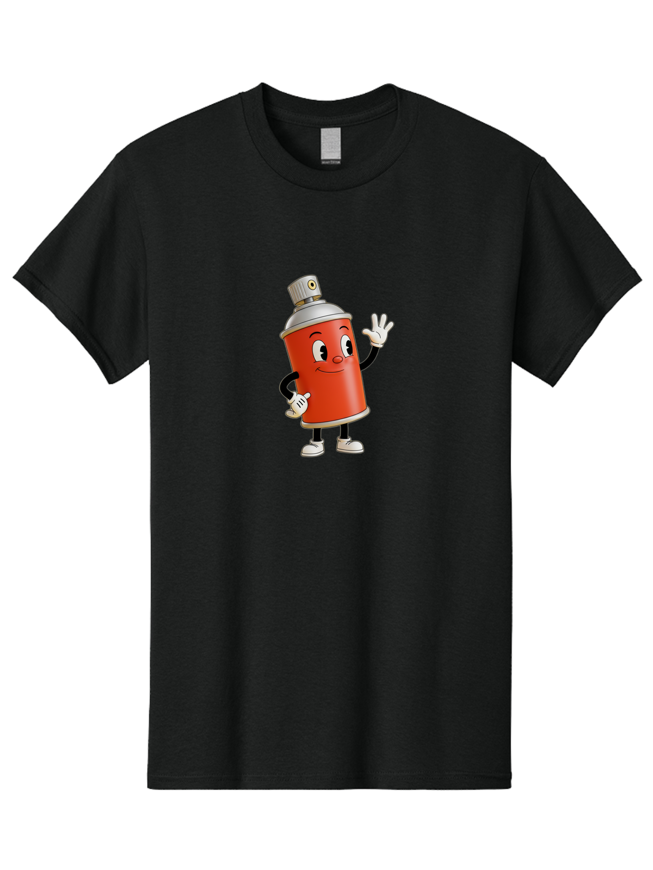 Spray-Can-Character Men'S Graphic Tee, 100% Cotton, Comfortable Casual Summer Wear, Machine Washable, Spray Can Mascot, Cartoon Character, Street Art, Graffiti Can, Friendly Vibe, Positive Gesture, Urban Art Supplies, Creative Expression Bad688