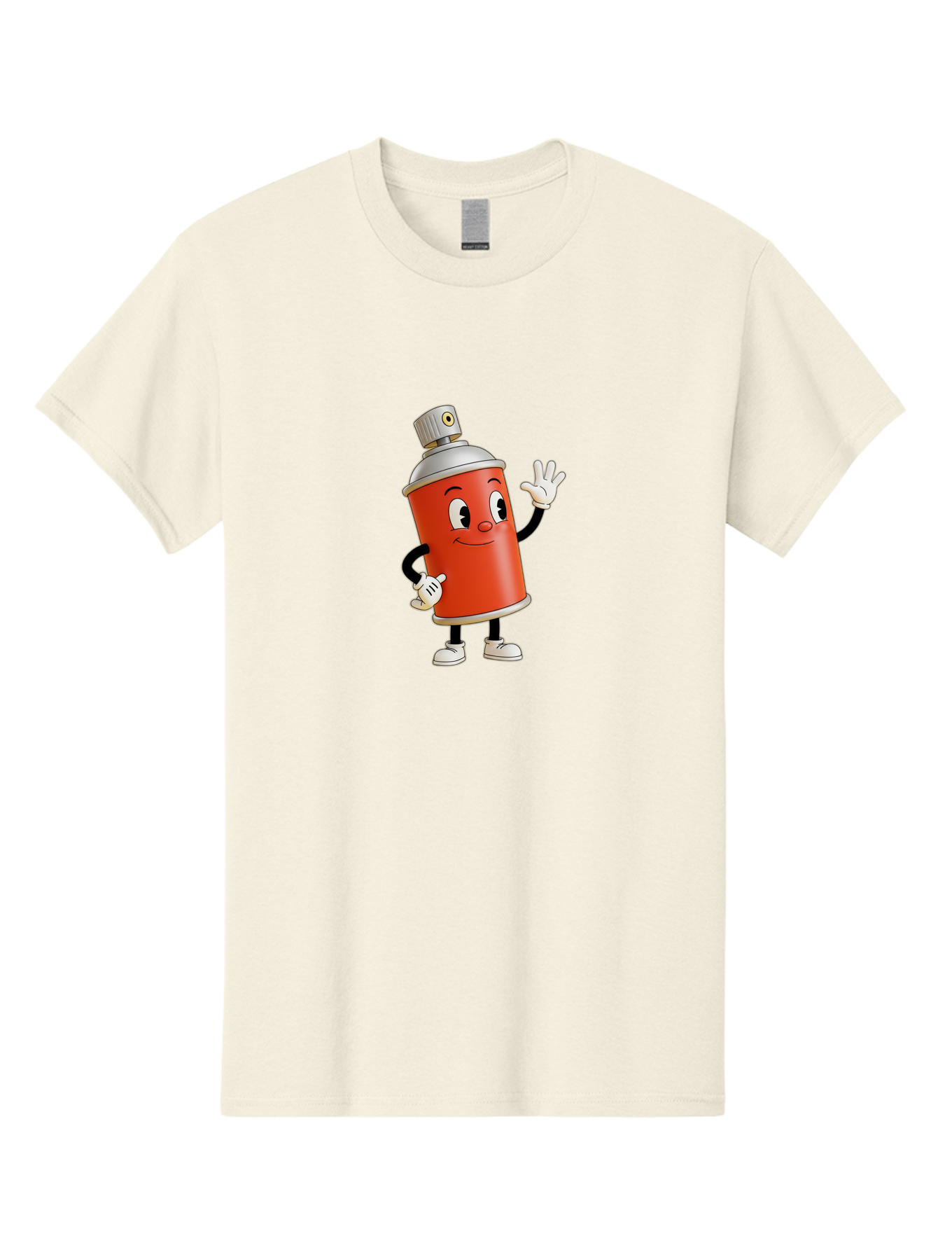 Spray-Can-Character Men'S Graphic Tee, 100% Cotton, Comfortable Casual Summer Wear, Machine Washable, Spray Can Mascot, Cartoon Character, Street Art, Graffiti Can, Friendly Vibe, Positive Gesture, Urban Art Supplies, Creative Expression Bad688