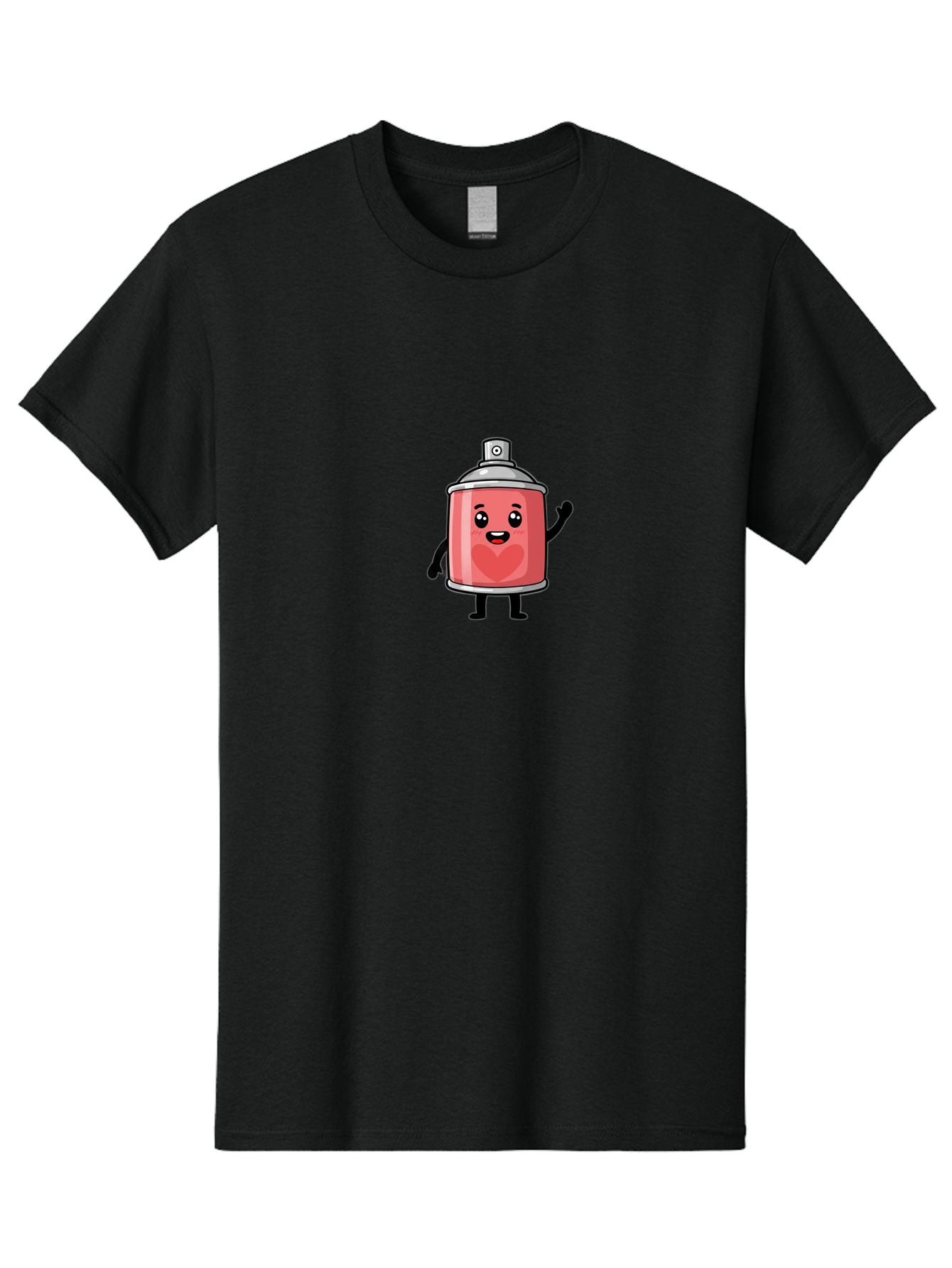 Spray-Can-With-Heart Men'S Graphic Tee, 100% Cotton, Comfortable Casual Summer Wear, Machine Washable, Pink Spray Can, Cartoon Character, Smiling Face, Heart Symbol, Graffiti Art, Street Art, Urban Culture, Artistic Expression, Happy Vibe, Bad690