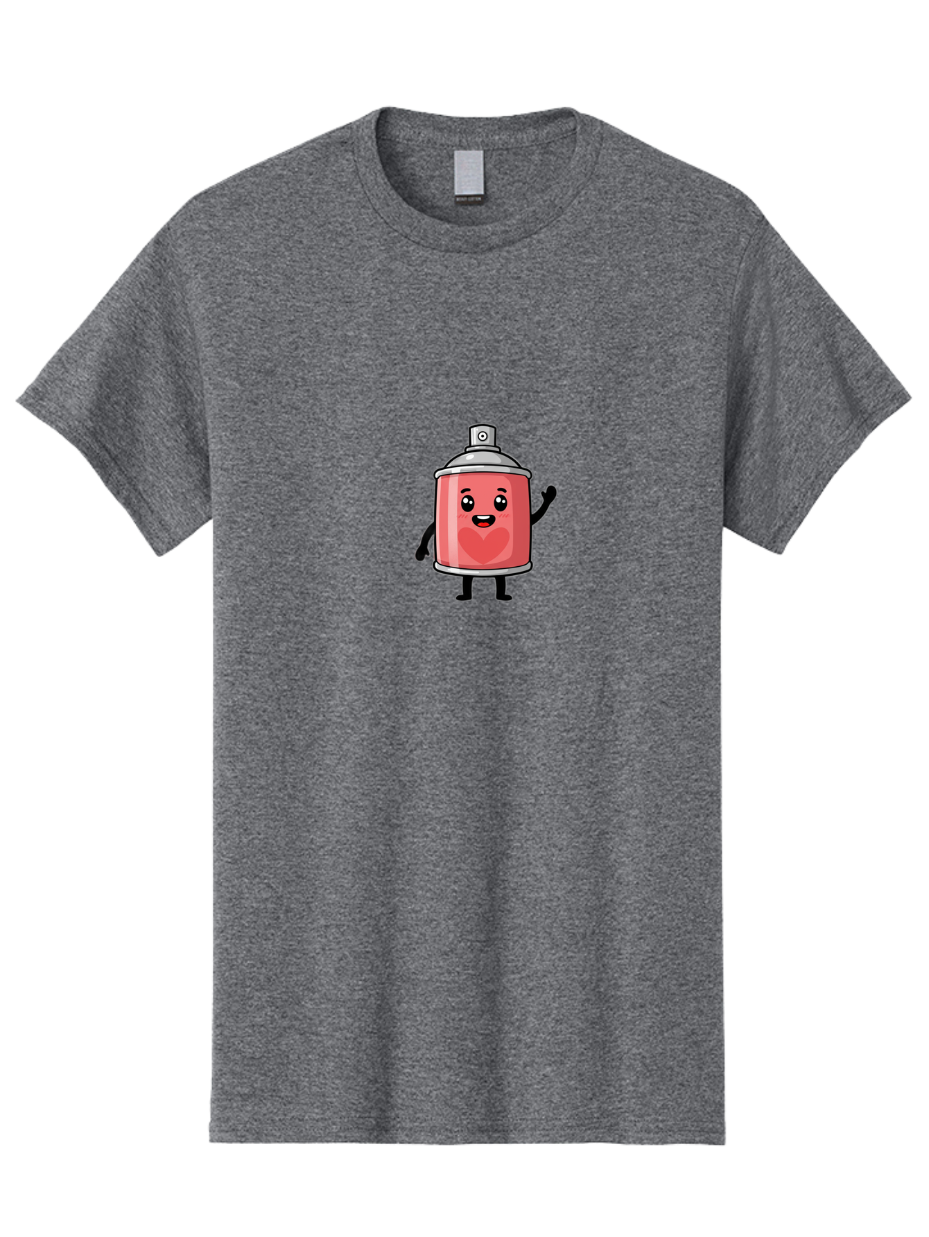 Spray-Can-With-Heart Men'S Graphic Tee, 100% Cotton, Comfortable Casual Summer Wear, Machine Washable, Pink Spray Can, Cartoon Character, Smiling Face, Heart Symbol, Graffiti Art, Street Art, Urban Culture, Artistic Expression, Happy Vibe, Bad690
