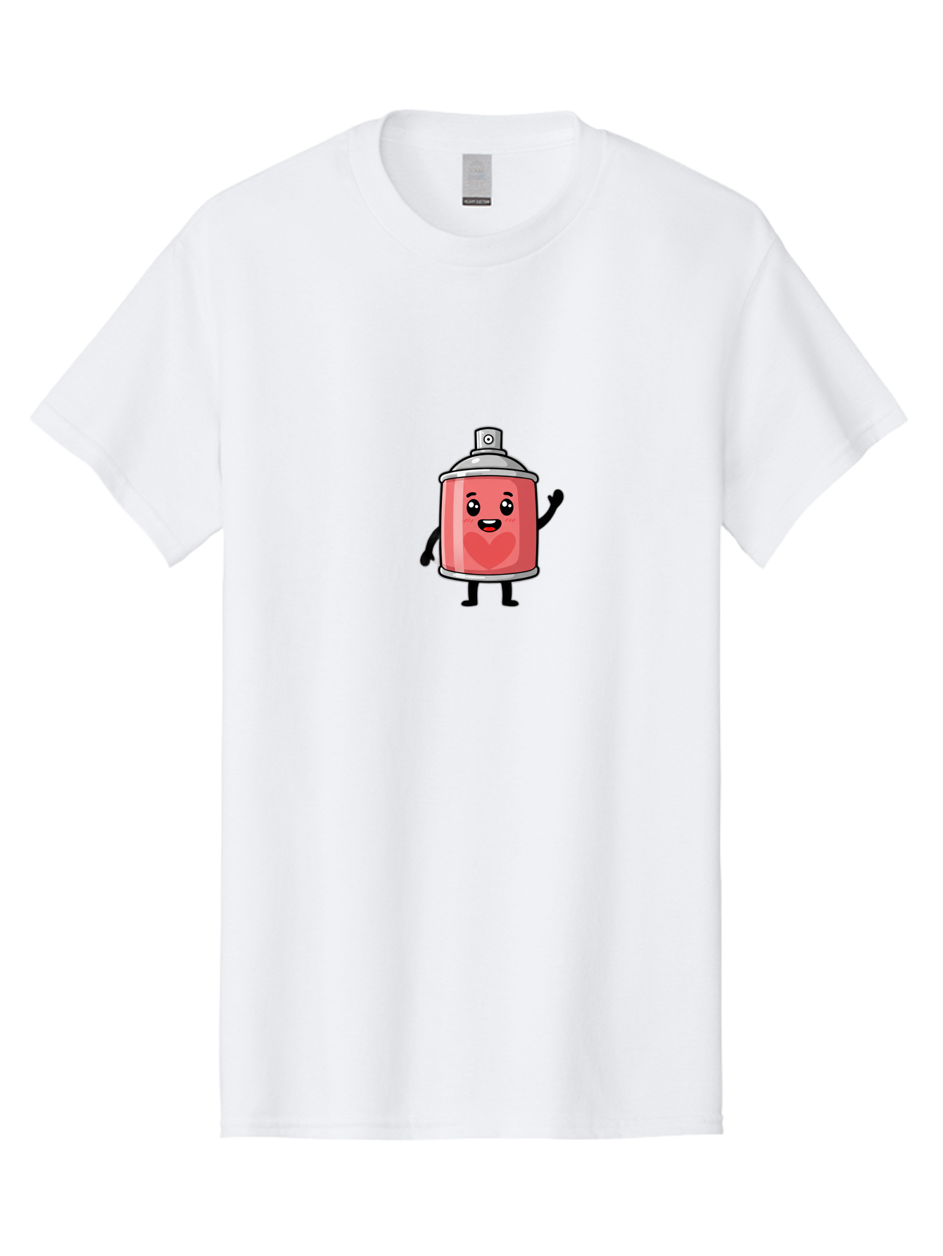 Spray-Can-With-Heart Men'S Graphic Tee, 100% Cotton, Comfortable Casual Summer Wear, Machine Washable, Pink Spray Can, Cartoon Character, Smiling Face, Heart Symbol, Graffiti Art, Street Art, Urban Culture, Artistic Expression, Happy Vibe, Bad690