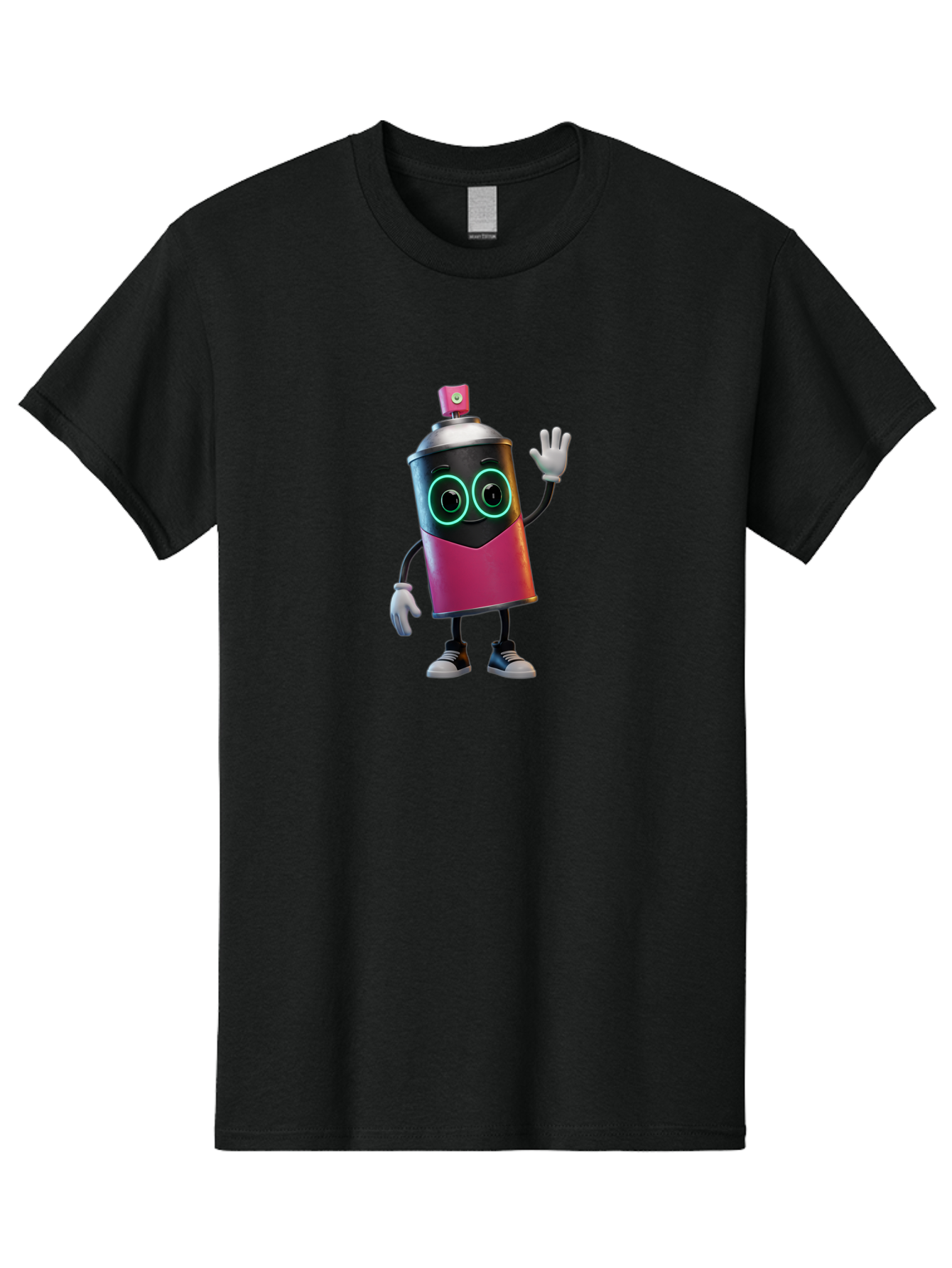 Spray-Paint-Can-Character Men'S Graphic Tee, 100% Cotton, Comfortable Casual Summer Wear, Machine Washable, Cartoon Spray Can, Street Art, Graffiti, Vibrant Colors, Friendly Character, Cute Design, Urban Art, Spray Paint Can, Bad694
