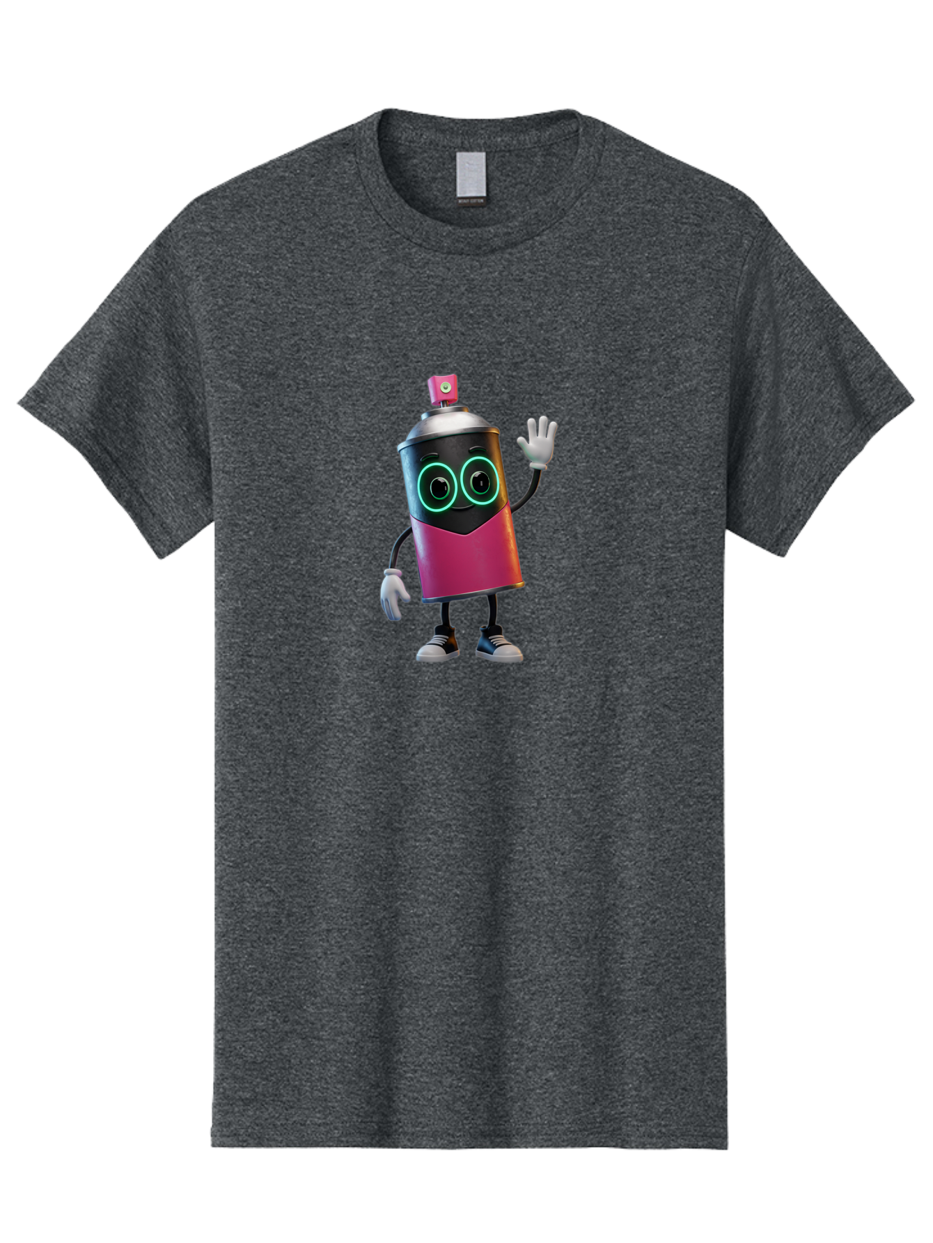 Spray-Paint-Can-Character Men'S Graphic Tee, 100% Cotton, Comfortable Casual Summer Wear, Machine Washable, Cartoon Spray Can, Street Art, Graffiti, Vibrant Colors, Friendly Character, Cute Design, Urban Art, Spray Paint Can, Bad694