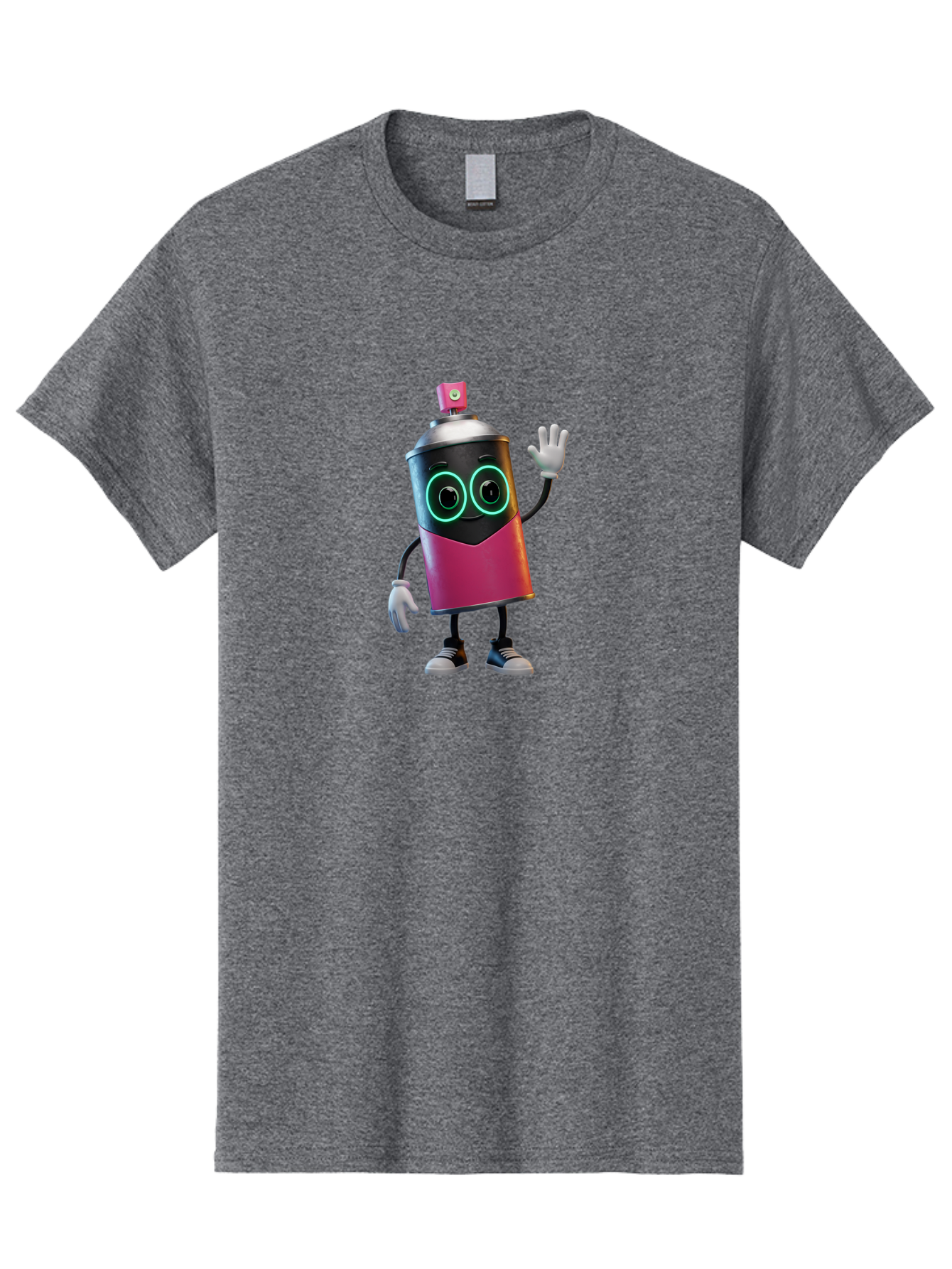 Spray-Paint-Can-Character Men'S Graphic Tee, 100% Cotton, Comfortable Casual Summer Wear, Machine Washable, Cartoon Spray Can, Street Art, Graffiti, Vibrant Colors, Friendly Character, Cute Design, Urban Art, Spray Paint Can, Bad694
