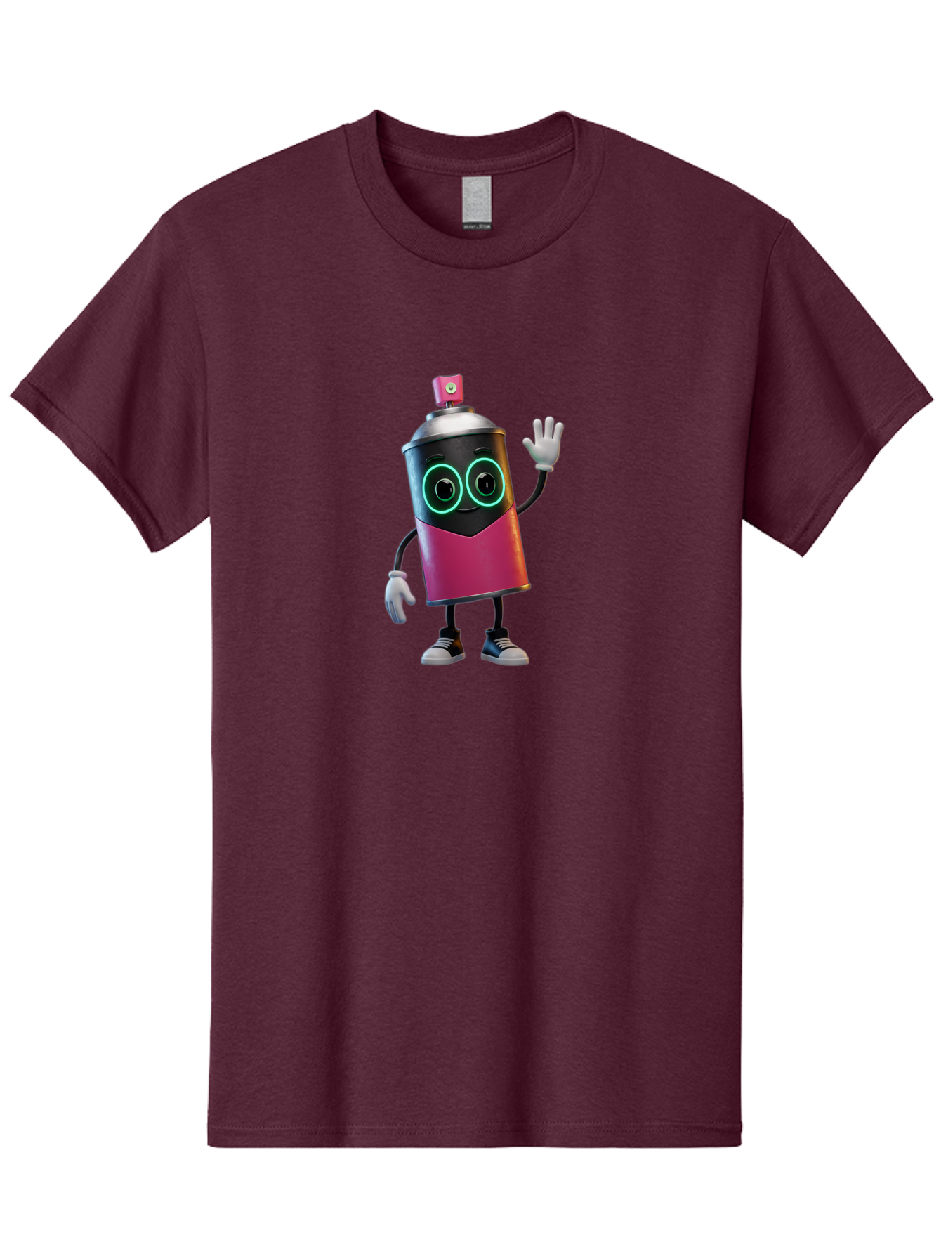 Spray-Paint-Can-Character Men'S Graphic Tee, 100% Cotton, Comfortable Casual Summer Wear, Machine Washable, Cartoon Spray Can, Street Art, Graffiti, Vibrant Colors, Friendly Character, Cute Design, Urban Art, Spray Paint Can, Bad694