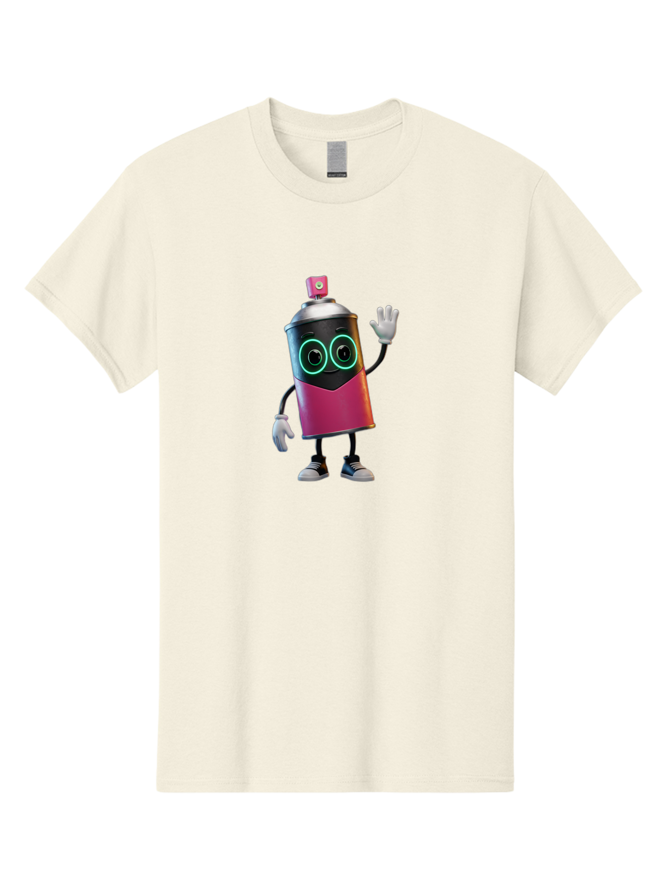 Spray-Paint-Can-Character Men'S Graphic Tee, 100% Cotton, Comfortable Casual Summer Wear, Machine Washable, Cartoon Spray Can, Street Art, Graffiti, Vibrant Colors, Friendly Character, Cute Design, Urban Art, Spray Paint Can, Bad694