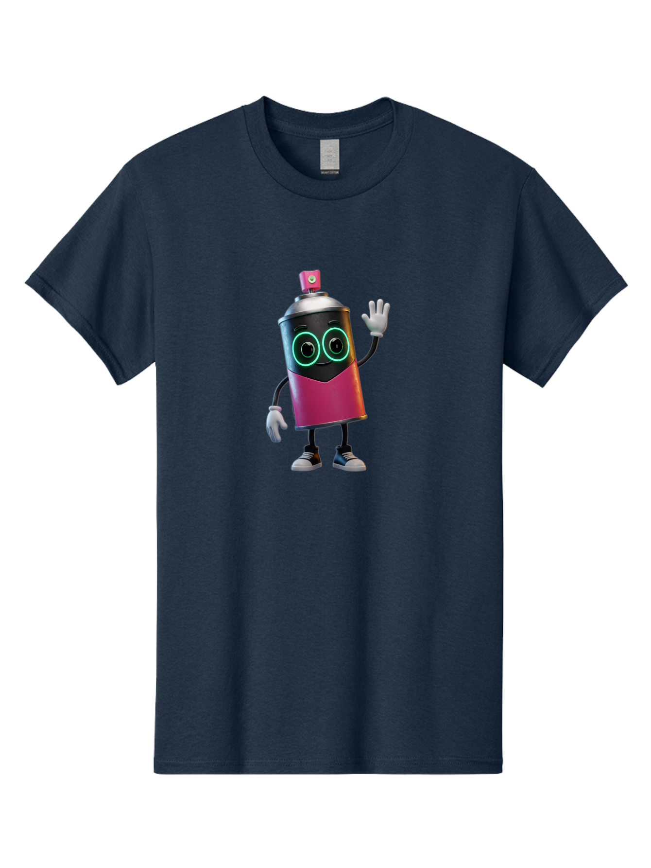 Spray-Paint-Can-Character Men'S Graphic Tee, 100% Cotton, Comfortable Casual Summer Wear, Machine Washable, Cartoon Spray Can, Street Art, Graffiti, Vibrant Colors, Friendly Character, Cute Design, Urban Art, Spray Paint Can, Bad694