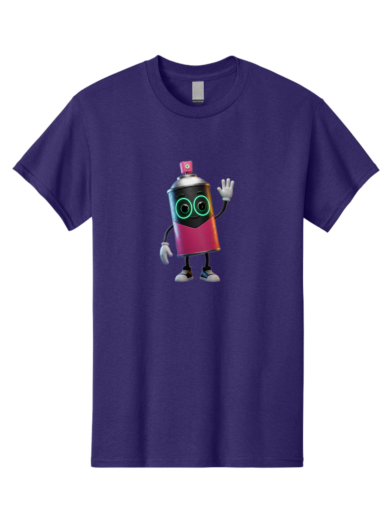 Spray-Paint-Can-Character Men'S Graphic Tee, 100% Cotton, Comfortable Casual Summer Wear, Machine Washable, Cartoon Spray Can, Street Art, Graffiti, Vibrant Colors, Friendly Character, Cute Design, Urban Art, Spray Paint Can, Bad694