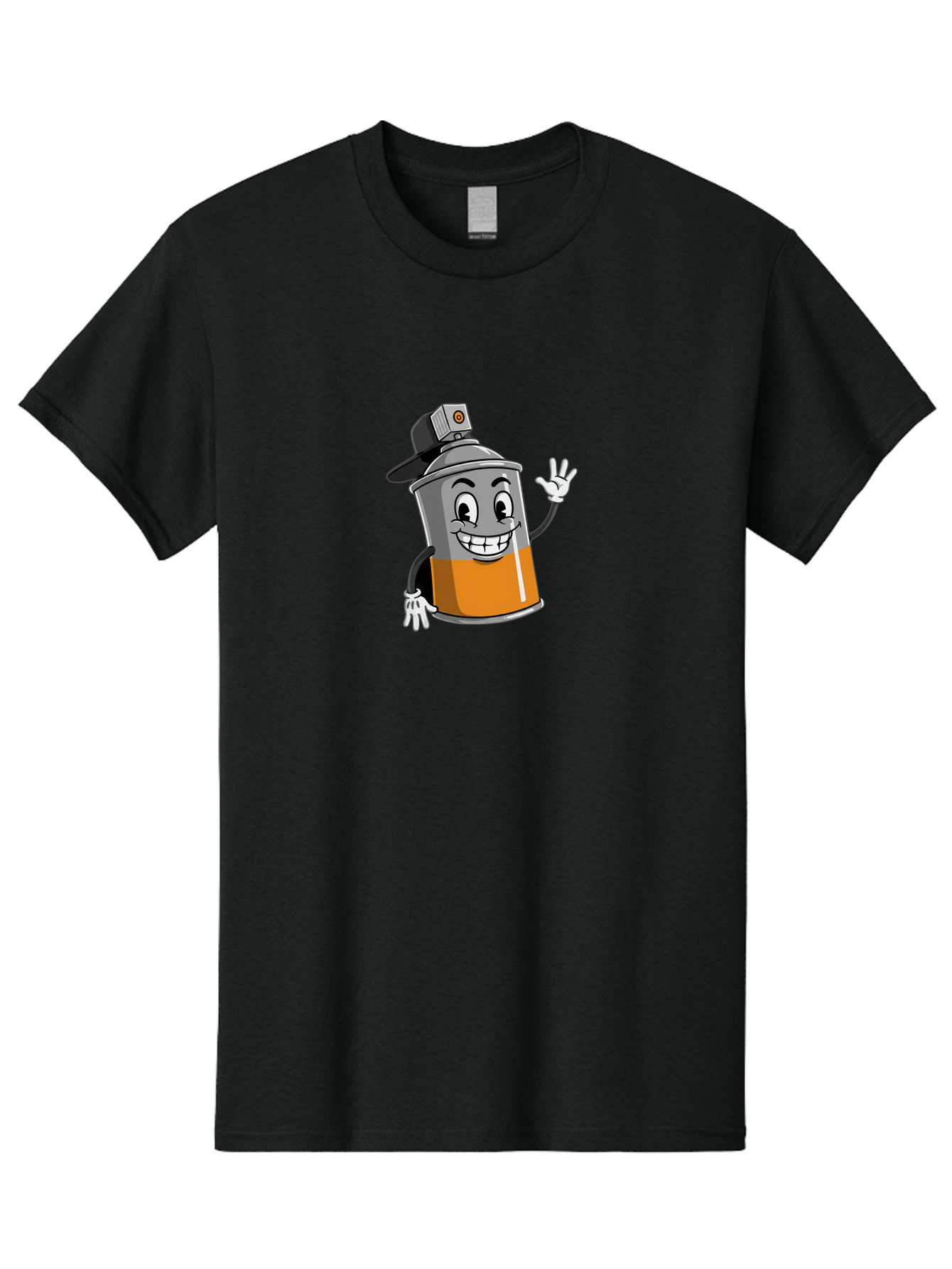 Spray-Paint-Can Men'S Graphic Tee, 100% Cotton, Comfortable Casual Summer Wear, Machine Washable, Cartoon Character, Spray Paint Can, Smiling Face, Street Art, Graffiti, Vibrant Colors, Playful Design, Happy Vibe Bad695