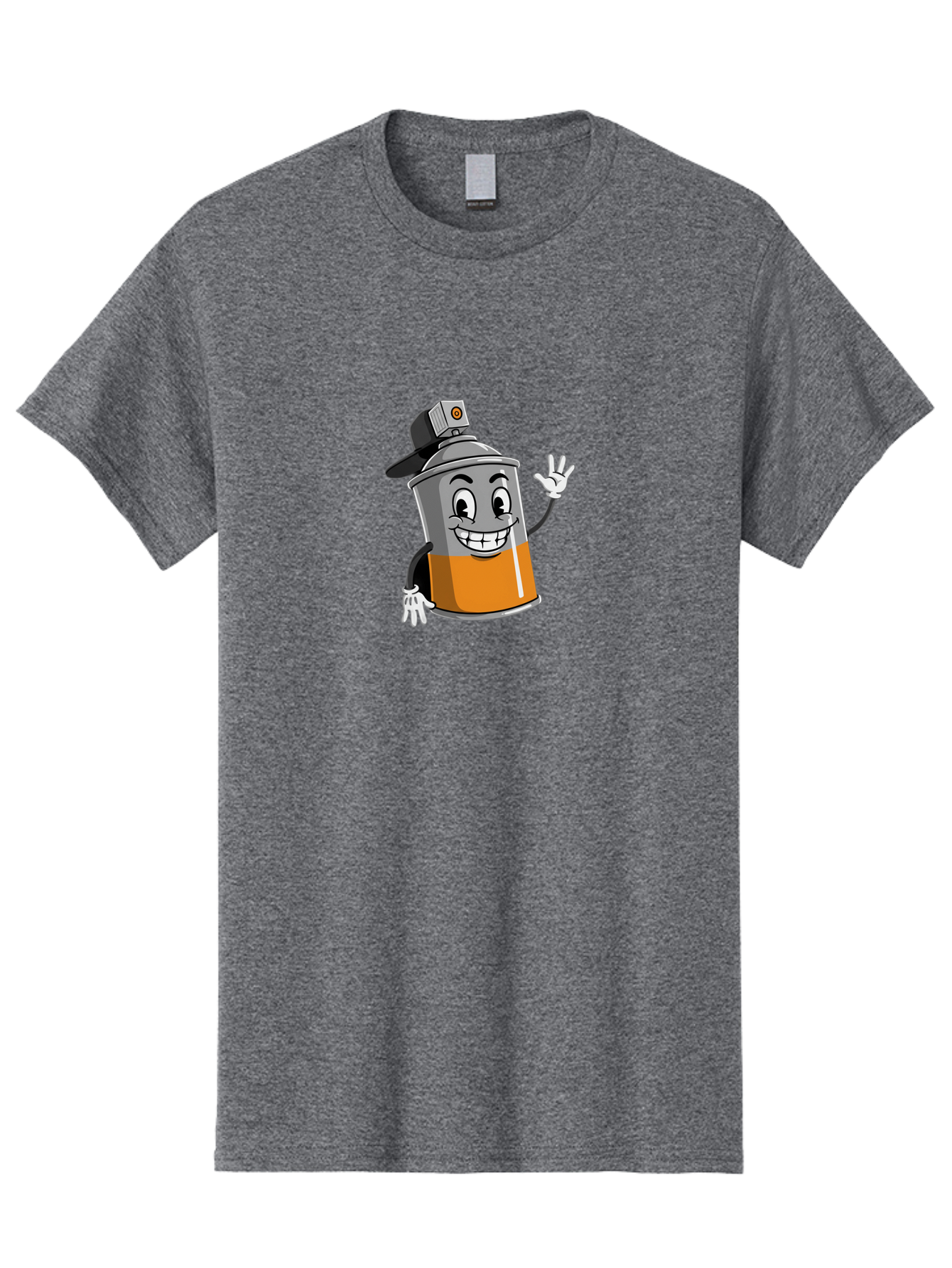 Spray-Paint-Can Men'S Graphic Tee, 100% Cotton, Comfortable Casual Summer Wear, Machine Washable, Cartoon Character, Spray Paint Can, Smiling Face, Street Art, Graffiti, Vibrant Colors, Playful Design, Happy Vibe Bad695