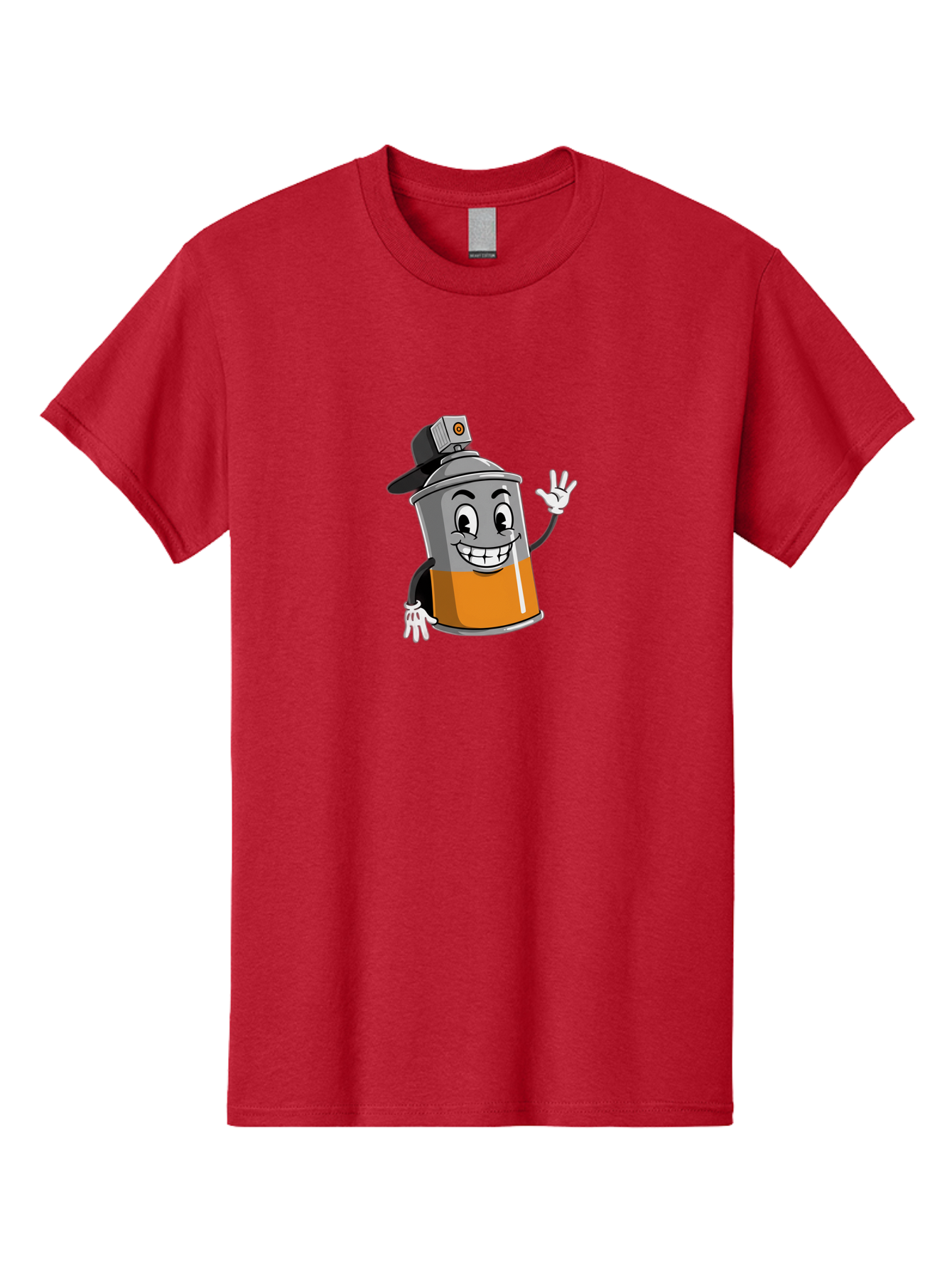Spray-Paint-Can Men'S Graphic Tee, 100% Cotton, Comfortable Casual Summer Wear, Machine Washable, Cartoon Character, Spray Paint Can, Smiling Face, Street Art, Graffiti, Vibrant Colors, Playful Design, Happy Vibe Bad695