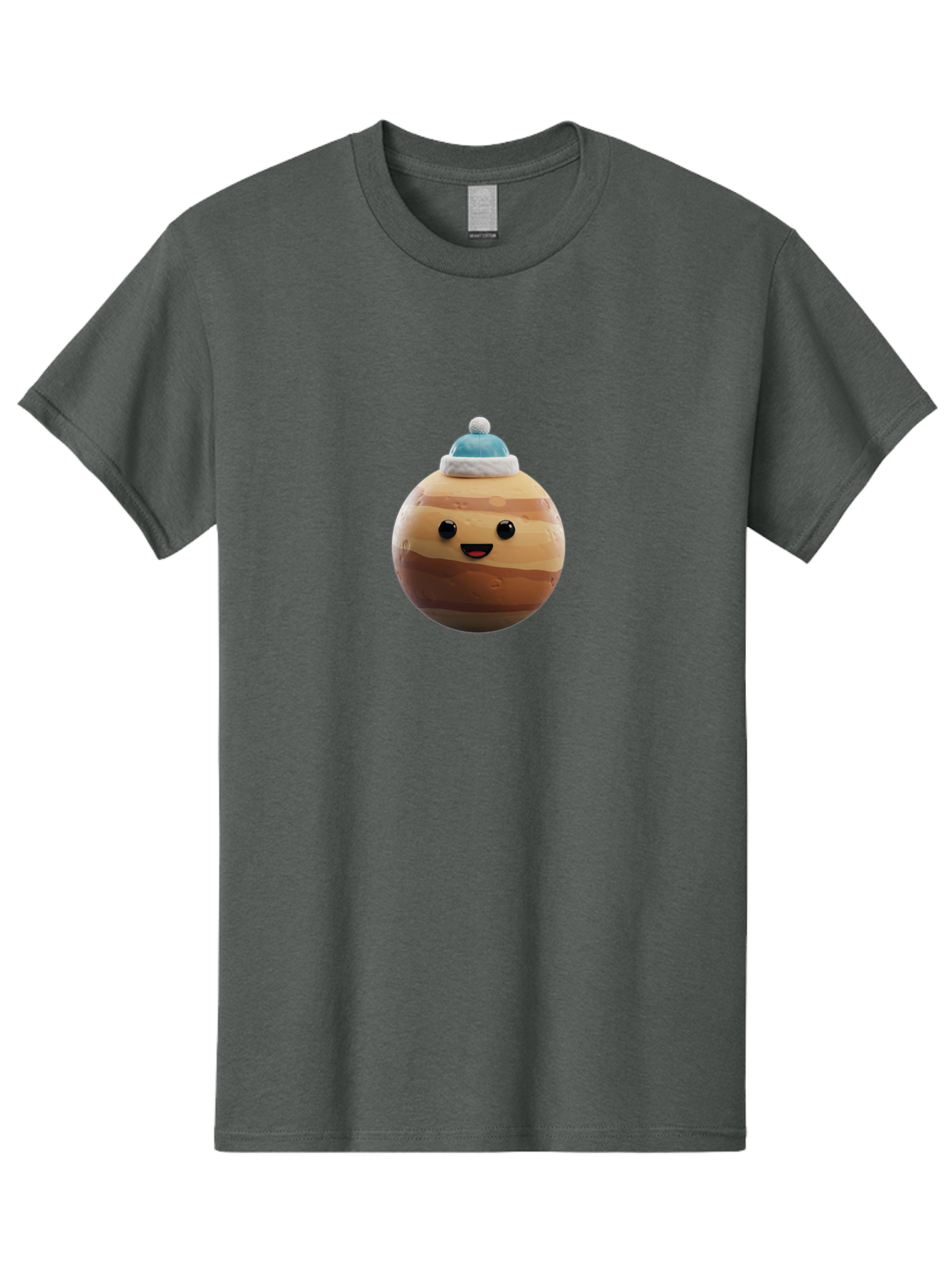 Squishmallow Men'S Graphic Tee, 100% Cotton, Comfortable Casual Summer Wear, Machine Washable, Cute Plush Toy, Squishmallow Character, Caramel Color, Blue Beanie, Soft Texture, Cheerful Face, Round Shape, Squishy Toy, Collectible Plush, Bad699