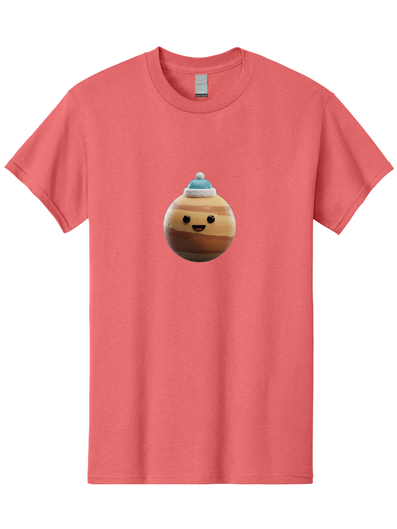 Squishmallow Men'S Graphic Tee, 100% Cotton, Comfortable Casual Summer Wear, Machine Washable, Cute Plush Toy, Squishmallow Character, Caramel Color, Blue Beanie, Soft Texture, Cheerful Face, Round Shape, Squishy Toy, Collectible Plush, Bad699