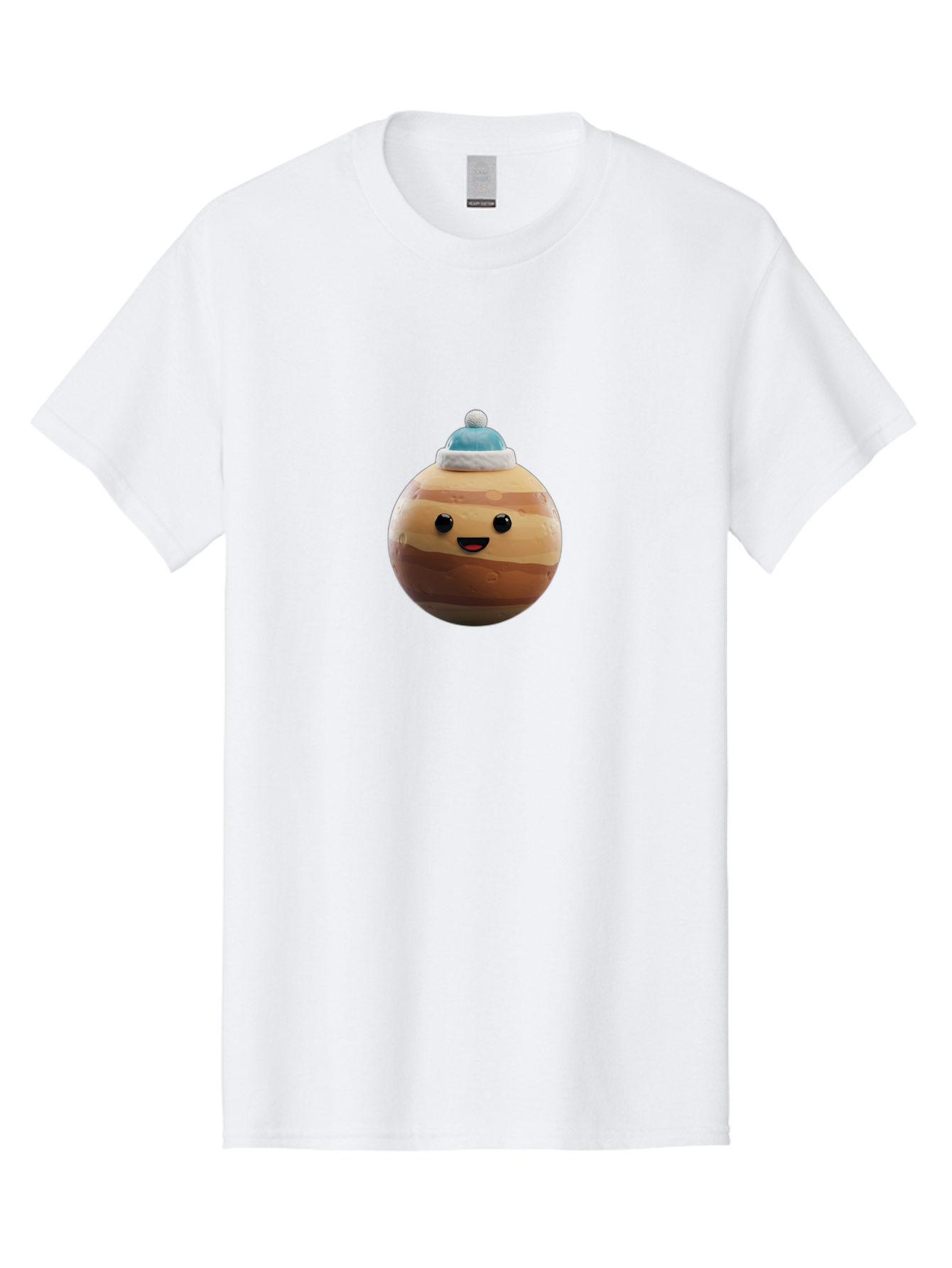 Squishmallow Men'S Graphic Tee, 100% Cotton, Comfortable Casual Summer Wear, Machine Washable, Cute Plush Toy, Squishmallow Character, Caramel Color, Blue Beanie, Soft Texture, Cheerful Face, Round Shape, Squishy Toy, Collectible Plush, Bad699