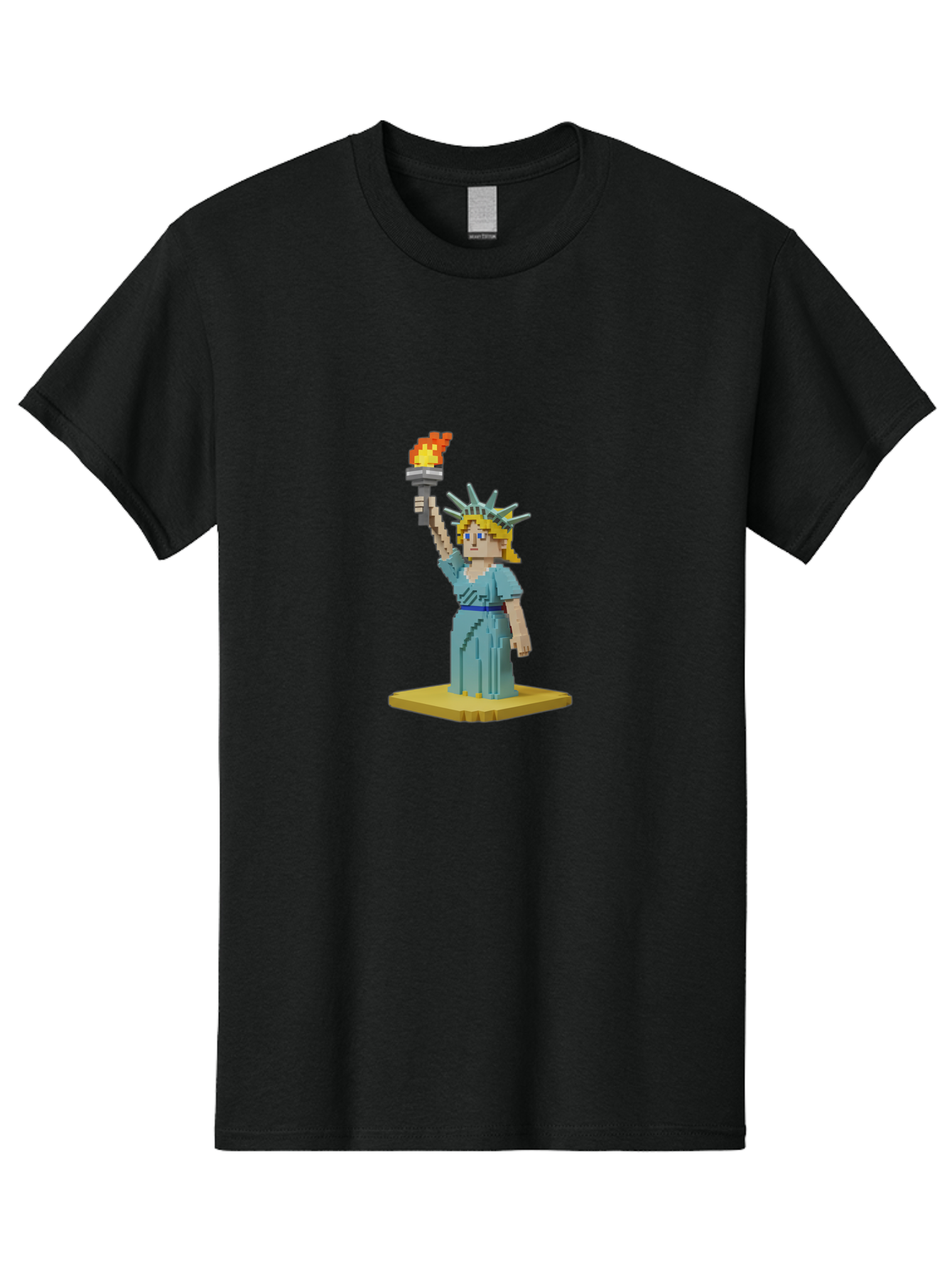 Statue-Of-Liberty Men'S Graphic Tee, 100% Cotton, Comfortable Casual Summer Wear, Machine Washable, Statue Of Liberty, Liberty Statue, Lady Liberty, Iconic Landmark, Freedom Symbol, American Icon, New York Harbor, Torch Held High, Pixel Art, Bad712