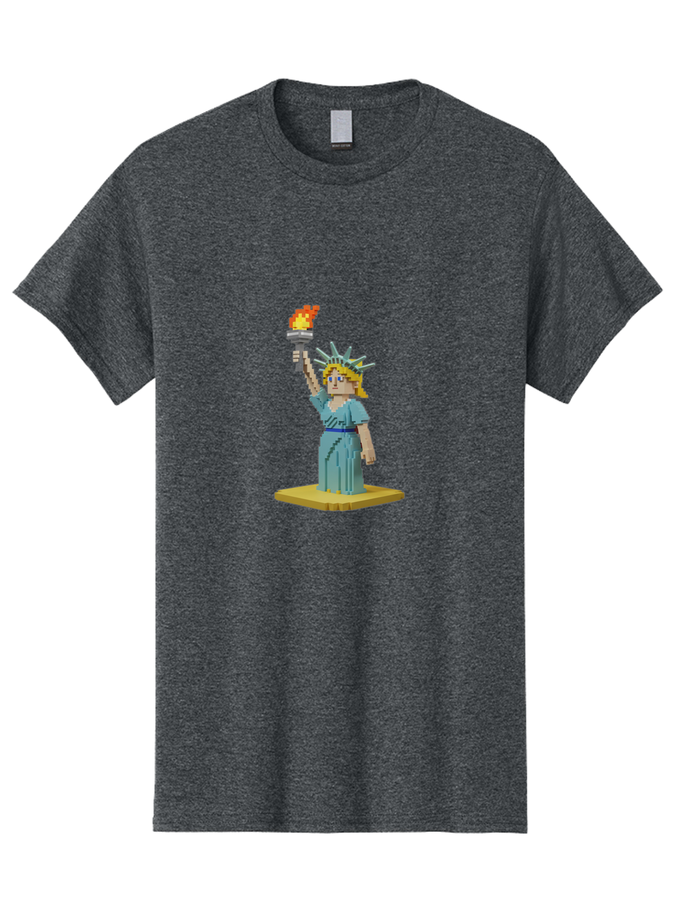 Statue-Of-Liberty Men'S Graphic Tee, 100% Cotton, Comfortable Casual Summer Wear, Machine Washable, Statue Of Liberty, Liberty Statue, Lady Liberty, Iconic Landmark, Freedom Symbol, American Icon, New York Harbor, Torch Held High, Pixel Art, Bad712