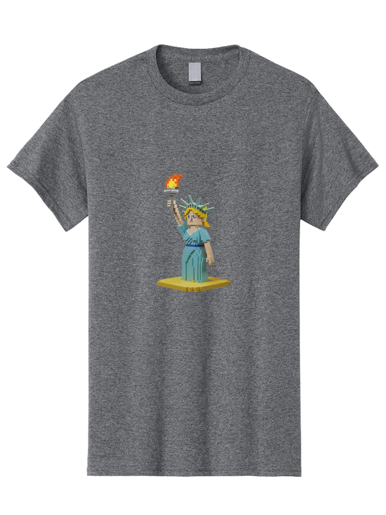 Statue-Of-Liberty Men'S Graphic Tee, 100% Cotton, Comfortable Casual Summer Wear, Machine Washable, Statue Of Liberty, Liberty Statue, Lady Liberty, Iconic Landmark, Freedom Symbol, American Icon, New York Harbor, Torch Held High, Pixel Art, Bad712